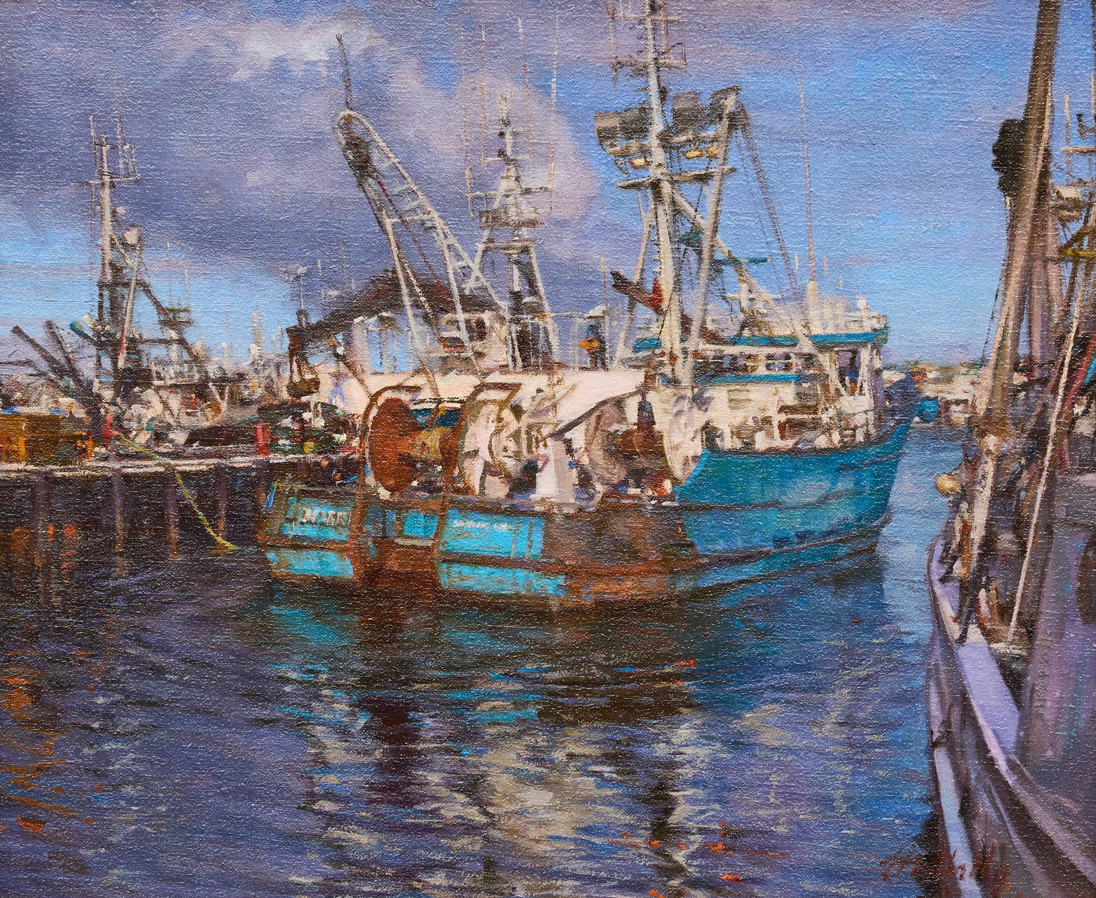 Paul Mullalley, "Home Port": Paul Mullalley (Washington, b. 1947), "Home Port", oil on canvas laid to panel, signed lower right, inscribed on the verso with title, signature, and date, 2009 sight: 10 x 12