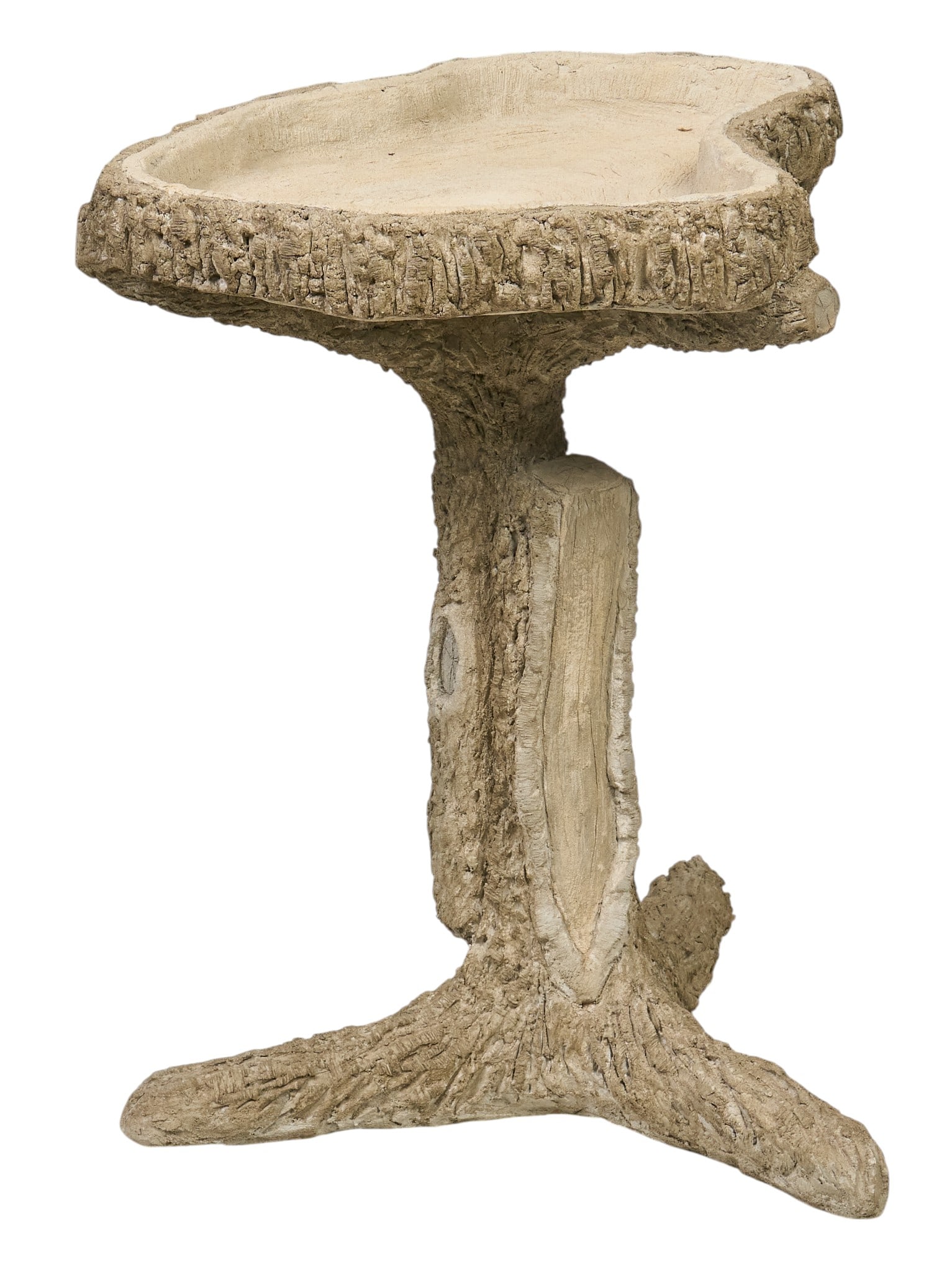 Faux Bois Birdbath: Faux bois bird bath height 29 in. x width 25 in. x depth 20 in. Provenance: Property from a home in San Antonio, Texas