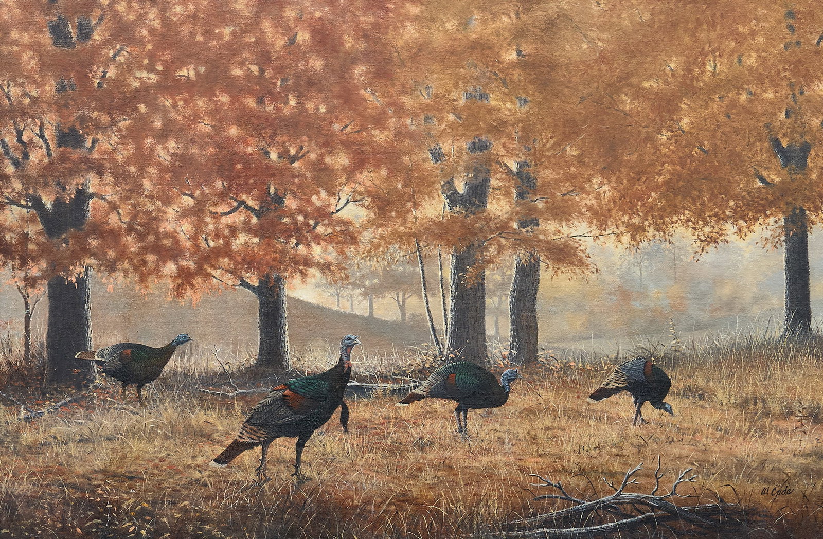 Walt Cude, "Timber Mist": Walt Cude (Texas, b. 1933), "Timber Mist", oil on canvas, signed lower right sight: 24 x 36 in., frame: 32.5 x 44.5 in. Provenance: Property from a Plano, Texas