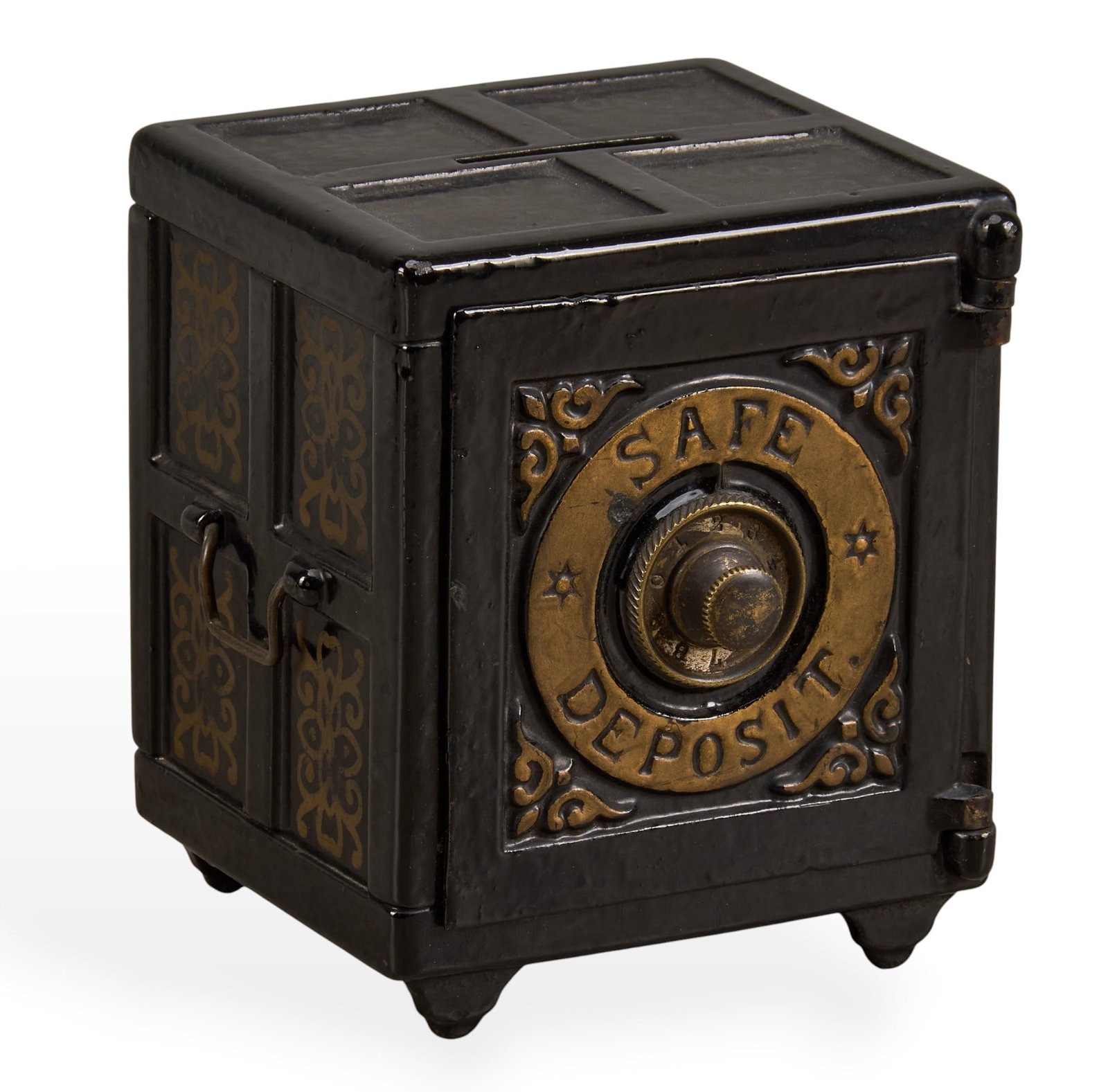 Iron Safe Coin Bank: Henry Chart Manufacturing Co. iron coin bank, circa late 19th century height 5.5 in. x width 4.5 in. x depth 4.5 in. Provenance: Property from a home in San Antonio, Texas