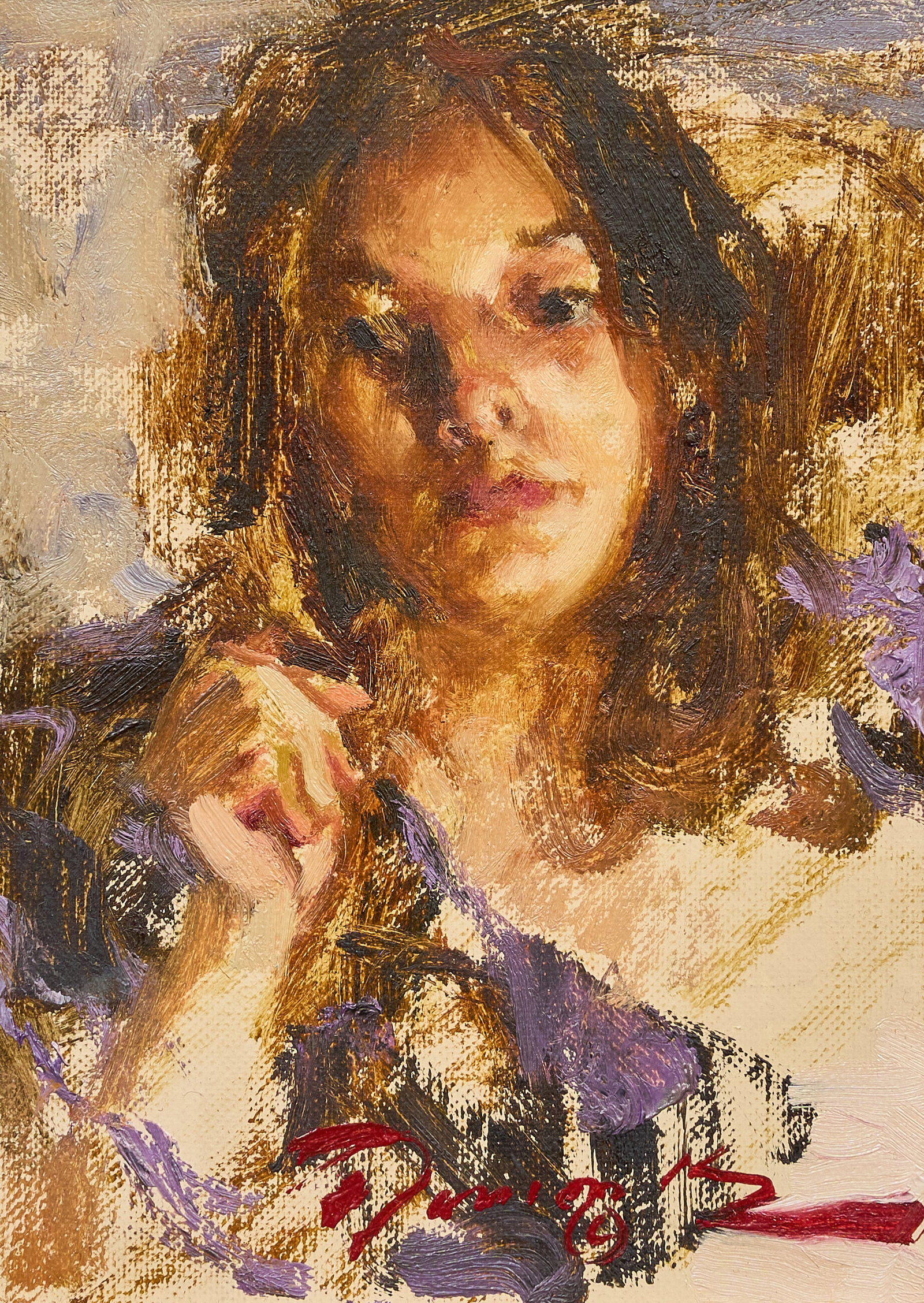 Ramon Kelly, "Mary Lee": Ramon Kelley (Amer., b. 1939), "Mary Lee", oil on panel, signed lower right, inscribed on the verso with title and signature, and Nedra Matteucci Fine Art gallery label (Santa Fe) sight: 7