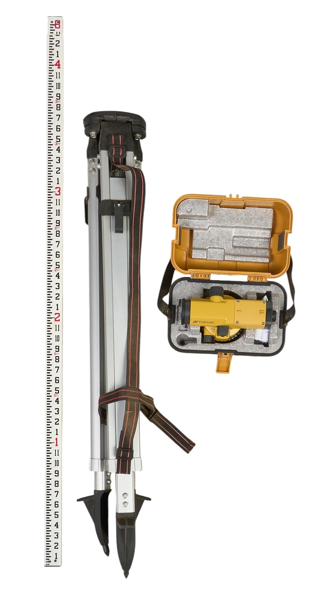 Geo Shack Surveying Equipment: Geo Shack surveying instrument, a tripod, and a protective carrying case height 53 in. x width 2 in. x depth 1 in. Provenance: Property from a home in San Antonio, Texas