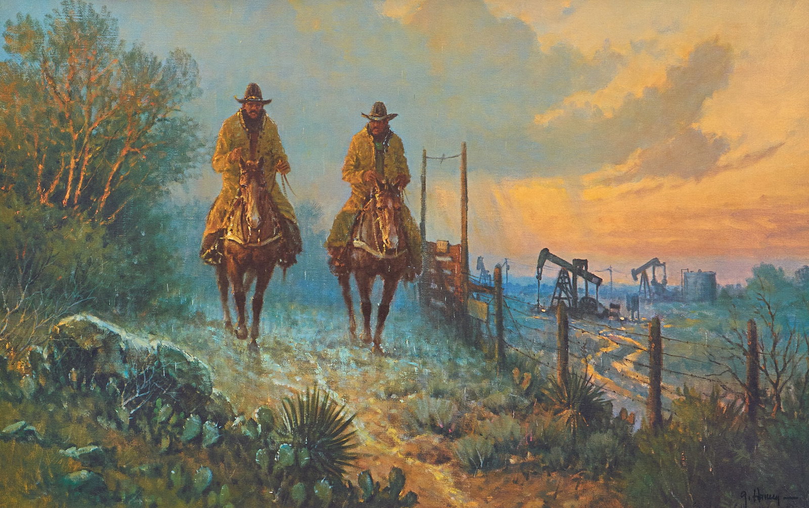 G. Harvey, "A New Lease": G. Harvey (Gerald Harvey Jones, Texas, 1933-2017), "A New Lease", limited edition lithograph, signed and numbered, ed. 6/65 A. P. P. (artist's printer's proof), includes ce