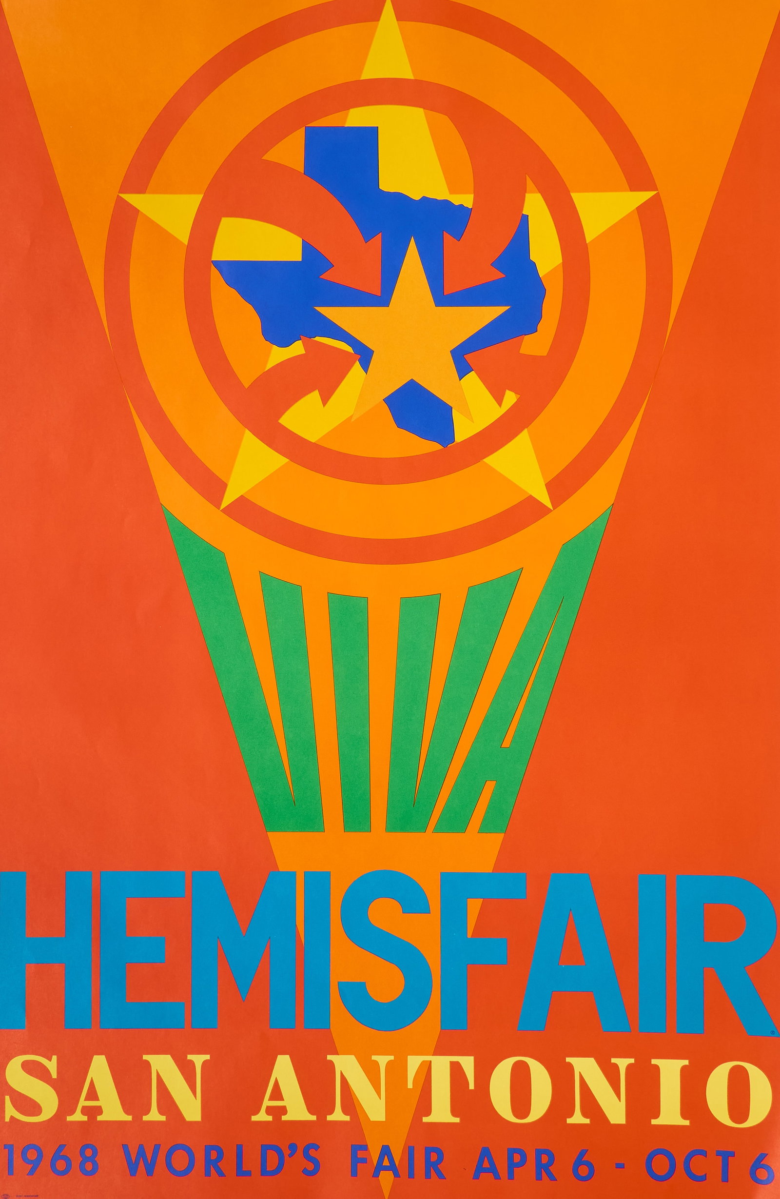 Robert Indiana, "Viva HemisFair '68 San Antonio": Robert Indiana (Amer., 1928-2018), "Viva HemisFair '68 San Antonio", serigraph, framed sight: 46 x 30 in. Provenance: Property from a home in San Antonio, Texas