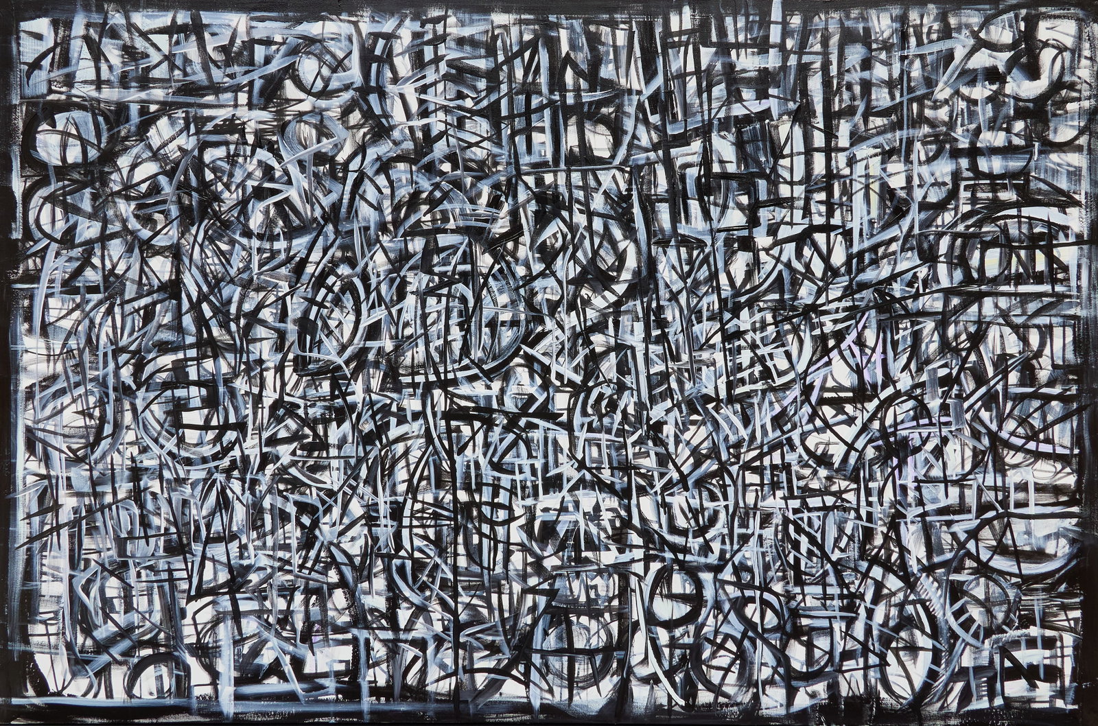 Karl Lubbering, "Black n White": Karl James Lubbering (Texas, b. 1969), "Black n White", oil on canvas, artist's inscription on the verso with signature and title size: 48 x 72 in. Provenance: Property from a
