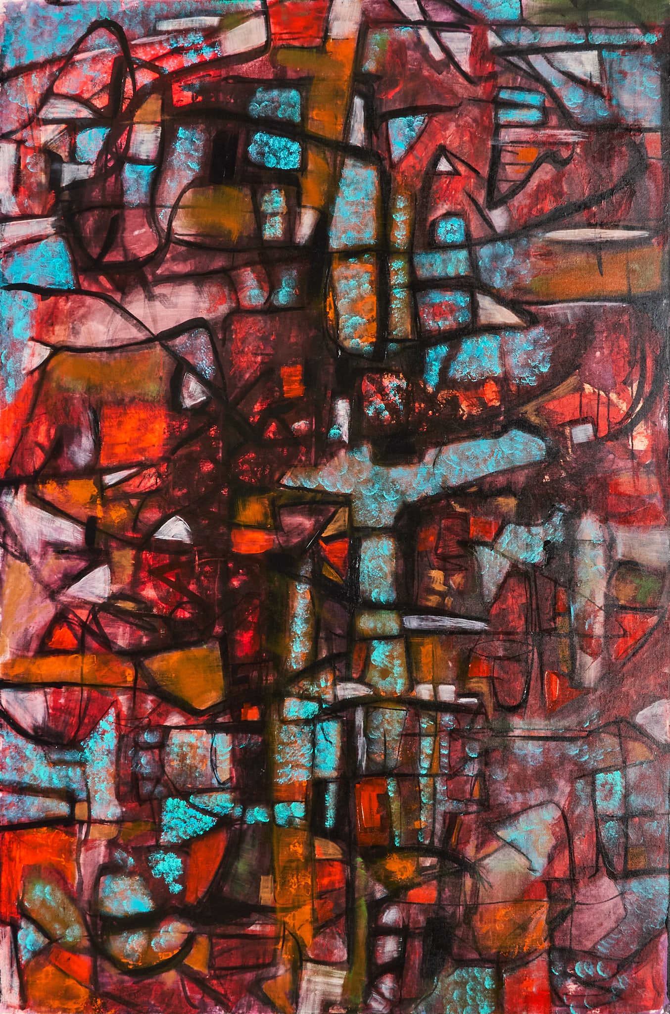 Karl Lubbering, "Red Skies": Karl James Lubbering (Texas, b. 1969), "Red Skies", acrylic on canvas, stretched and gallery wrapped, not framed; artist's inscription on the verso with signature and title