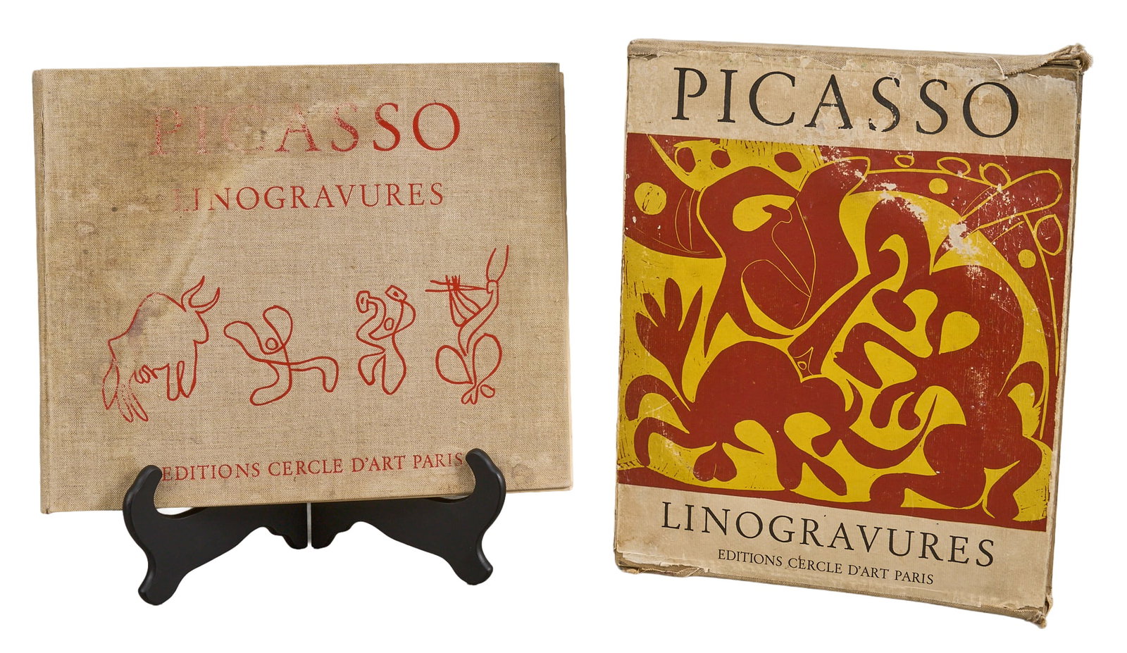 Picasso Linogravures, 1st Ed.: First French original edition of 1962 "Picasso Linogravures", published by Cercle d'Art (Paris), original German text translated by Jacques Chavy, illustrated with 45 color plates