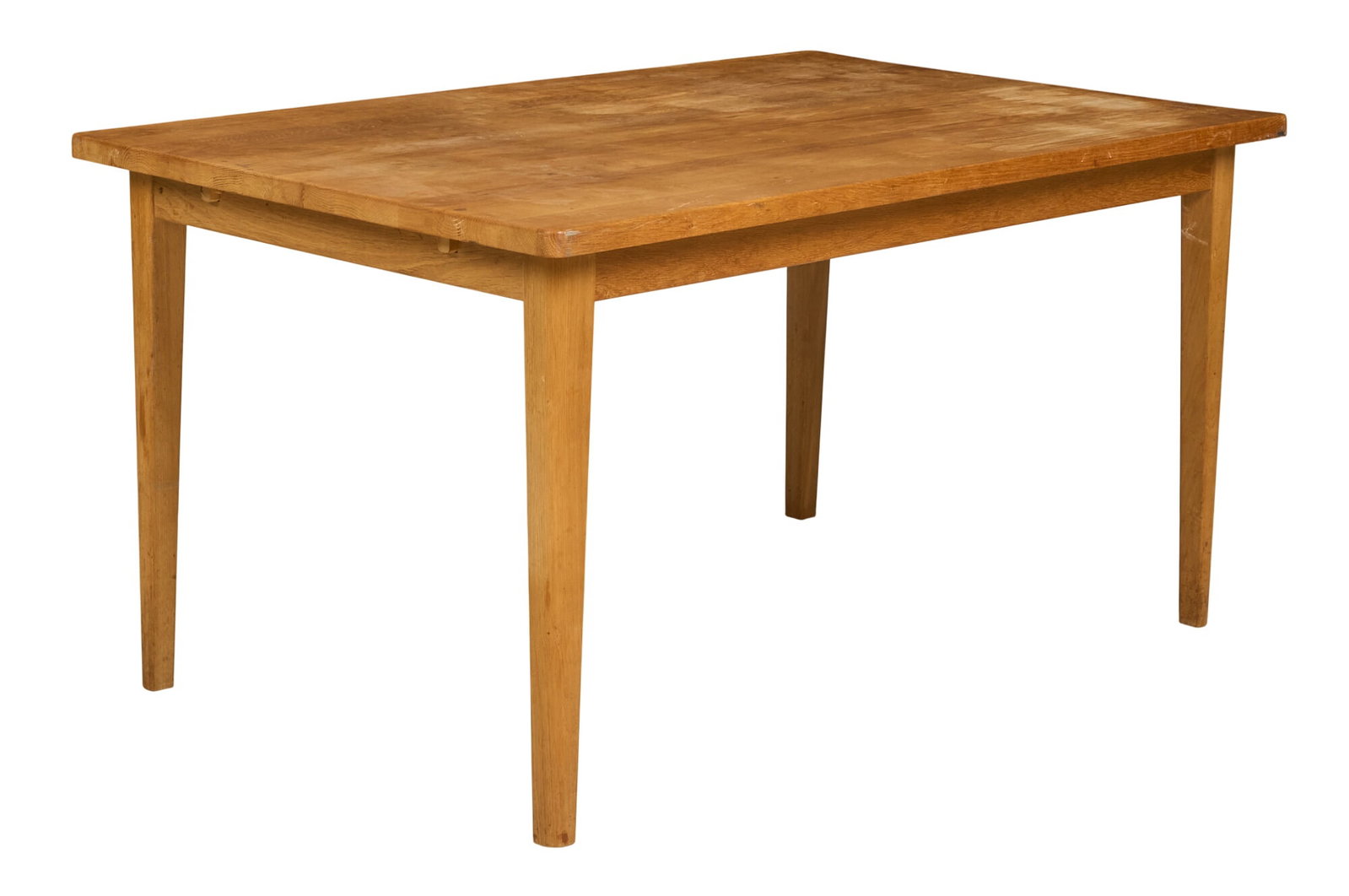Danish Mid-Century Table: Danish mid-century table supported on tapered legs height 29 in. x width 55 in. x depth 35 in. 