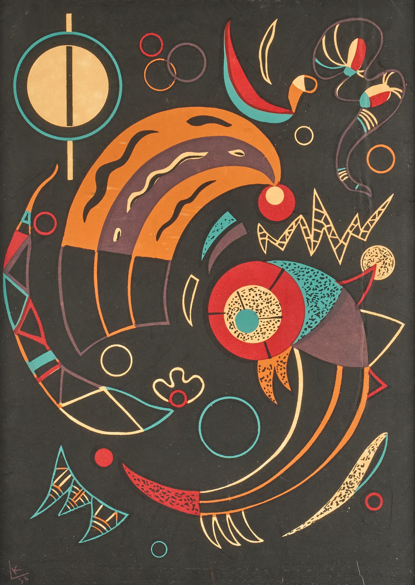 Wassily Kandinsky, "Heavenly Bodies": After Wassily Vasilievich Kandinsky (Russia / France, 1866-1944), "Heavenly Bodies", lithograph in colors, signed in the stone and not by hand sight: 21 x 15.5 in., frame: 25 x 19.5 in.