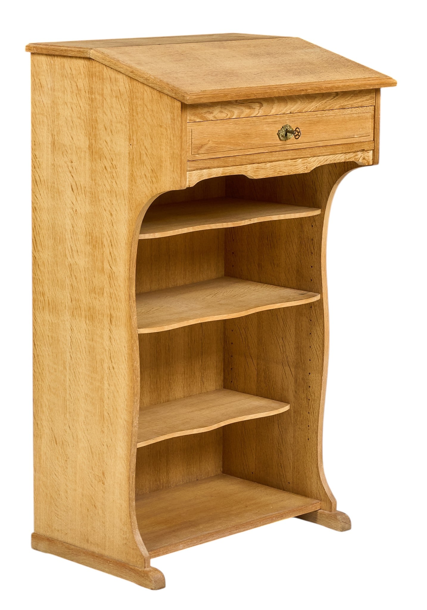 Danish Mid-Century Lectern: Danish mid-century lectern with top storage, and single drawer, and adjustable shelving height 45 in. x width 26 in. x depth 20 in. 