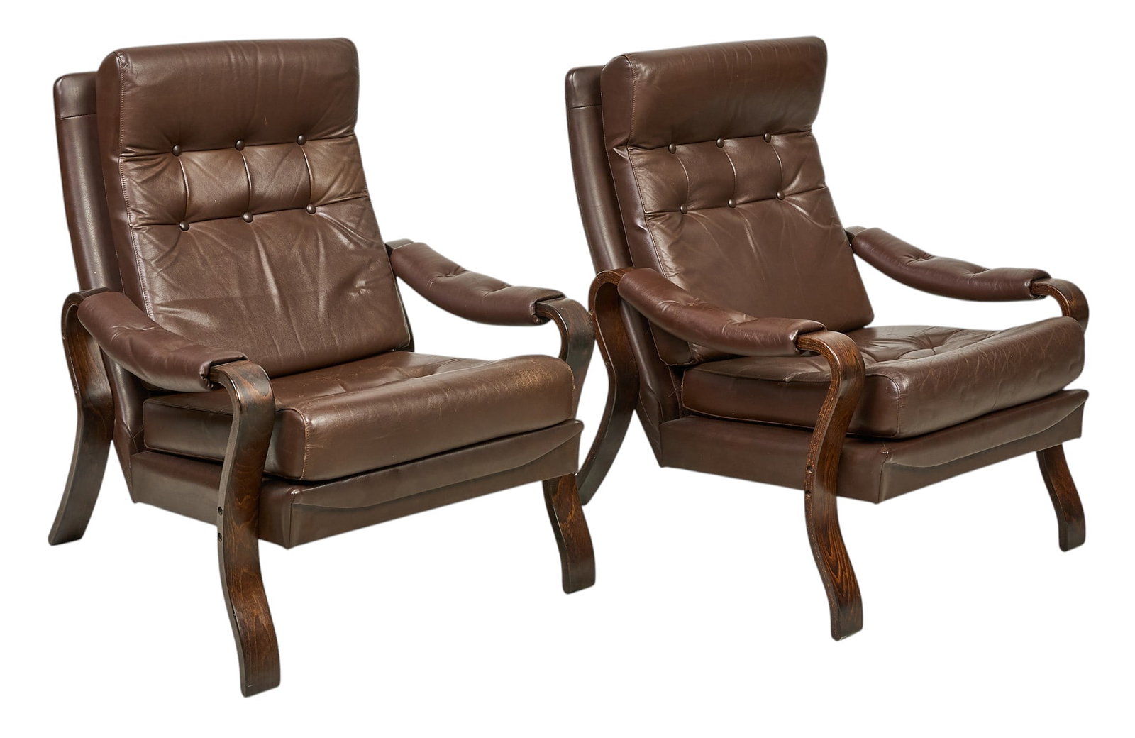 Pair of Mid-Century Leather Lounge Chairs (1 of 4)