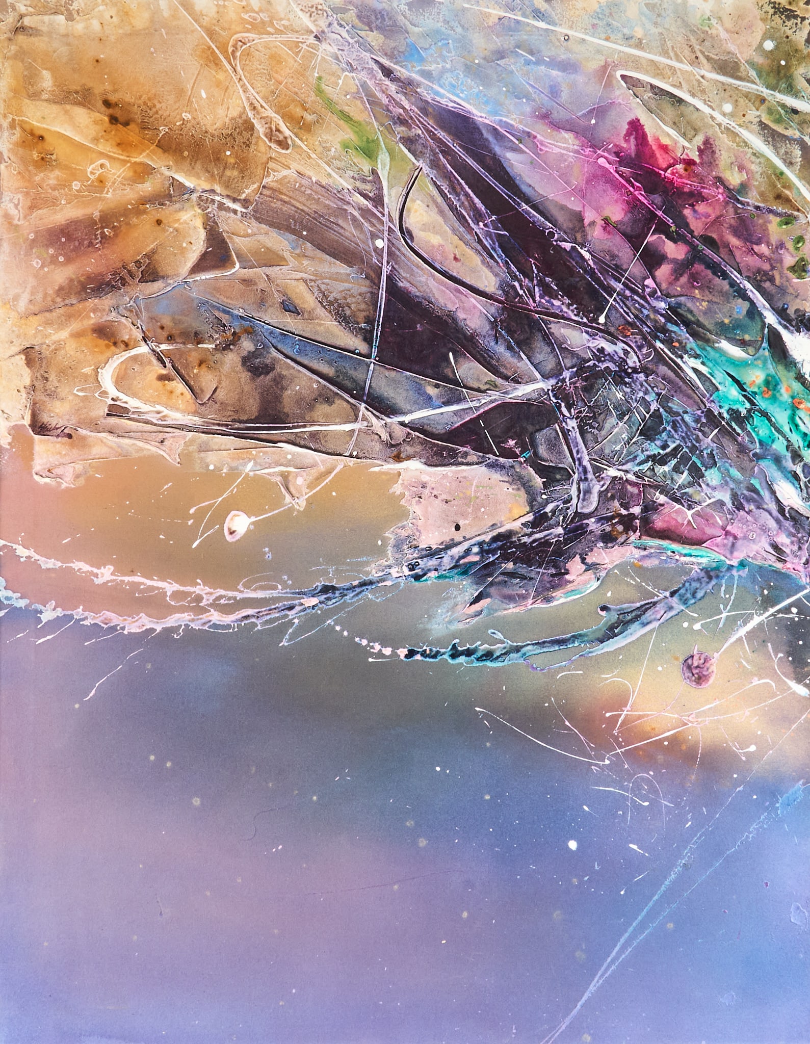 Stevie Ricks, "Brazilian Gems": Stevie Kesner Ricks (Texas, b. 20th c.), "Brazilian Gems", oil and mixed media on canvas, appears not signed sight: 56.5 x 45 in., frame; 57.5 x 45 in. Note: this work forms a