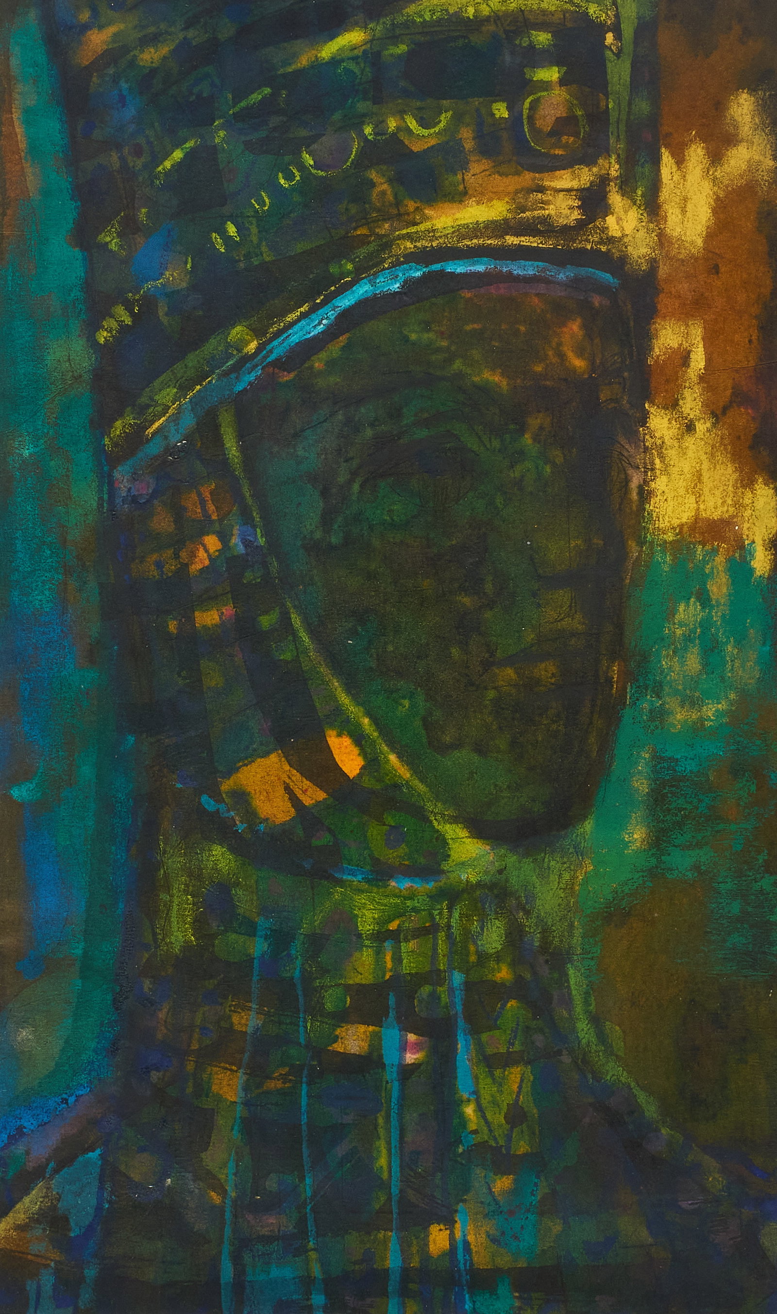 Margaret Putnam, King David: Margaret Putnam (Texas, 1913-1989), portrait of King David, watercolor and mixed media on artist-made paper, signed lower right sight: 19 x 12 in., frame: 23.5 x 16 in. Provenance: Property from