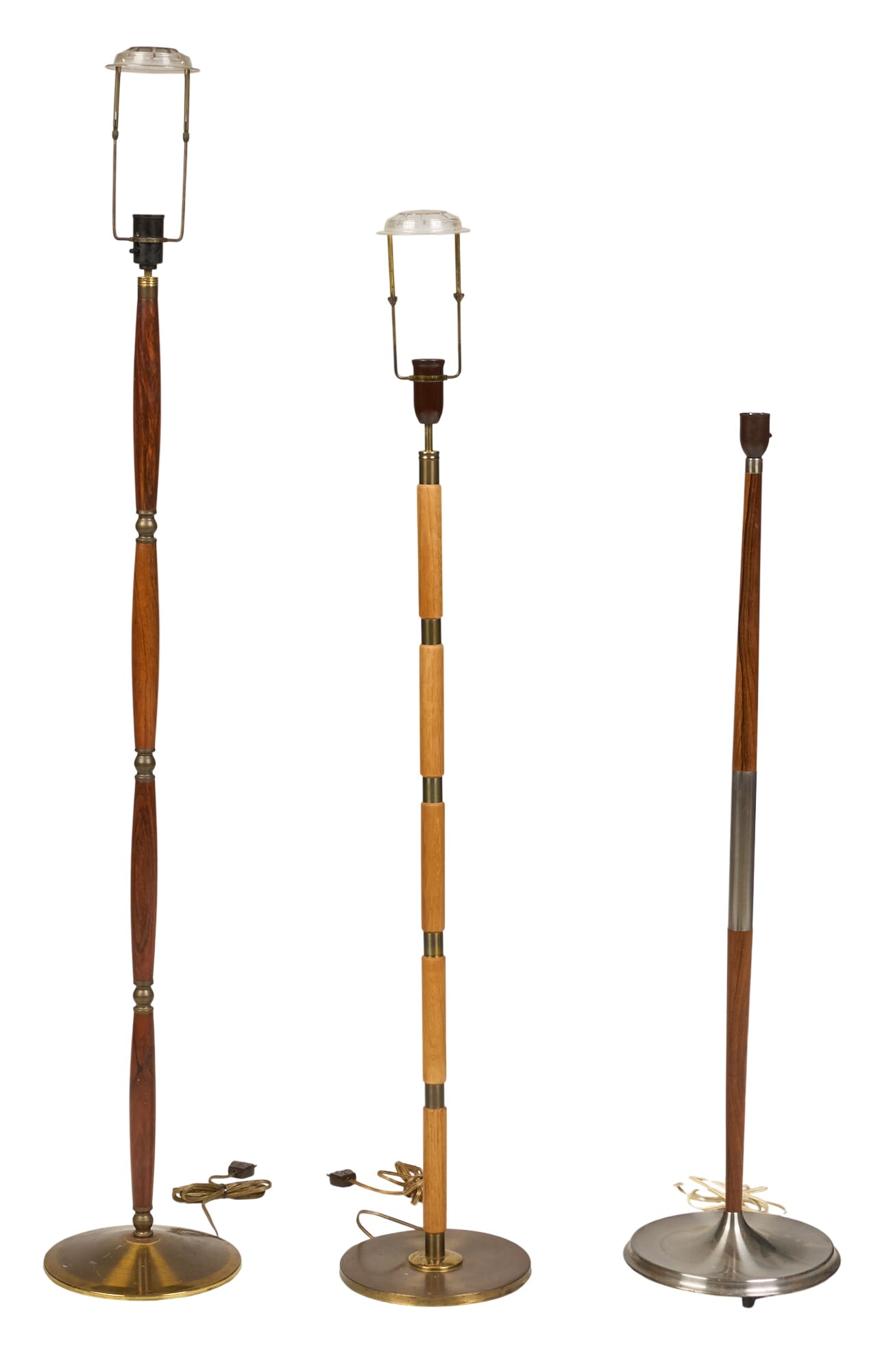 (3) Floor Lamps: Three floor lamps with circular bases height 61 in. x diameter 10 in. / largest