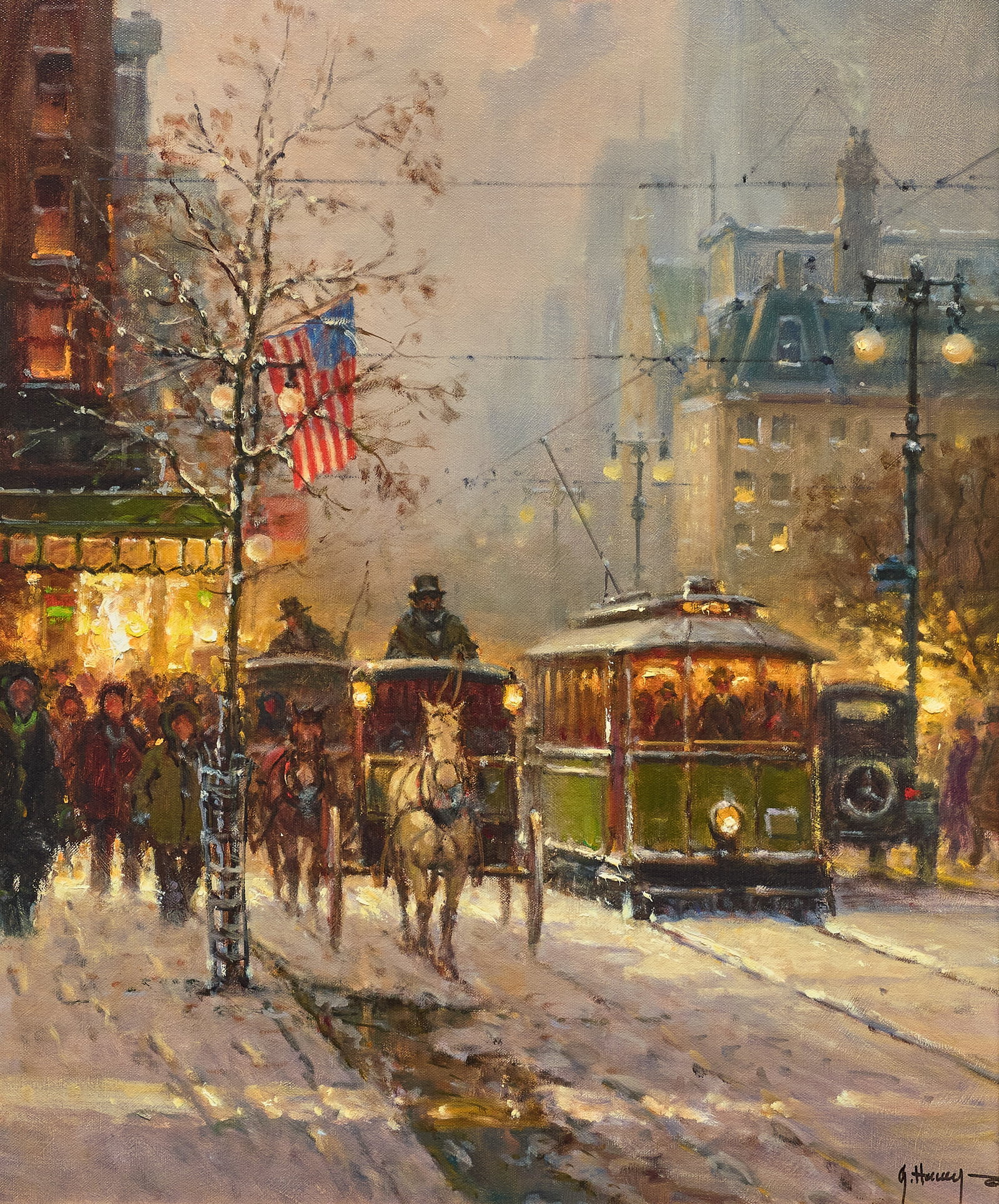 G. Harvey, "A Nation's Dream": G. Harvey (Gerald Harvey Jones, Texas, 1933-2017), "A Nation's Dream", giclee print on canvas, signed lower right sight: 24 x 20 in., frame: 32.5 x 28.5 in. Provenance: