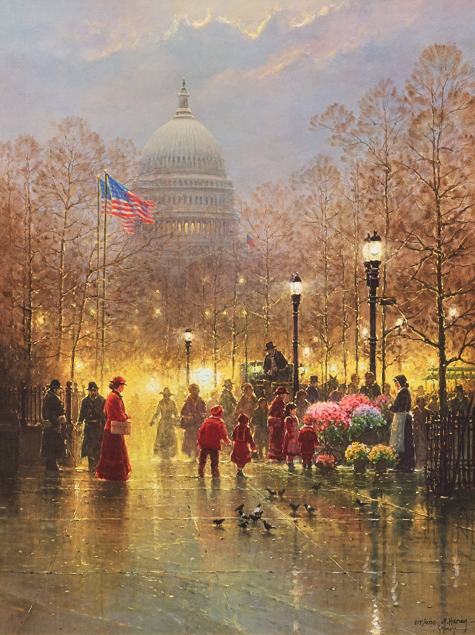 G. Harvey, "American Dream": G. Harvey (Gerald Harvey Jones, Texas, 1933-2017), "American Dream", limited edition lithograph, signed and numbered lower right, ed. 815/4500 sight: 26 x 20 in., frame: 36.5 x 30