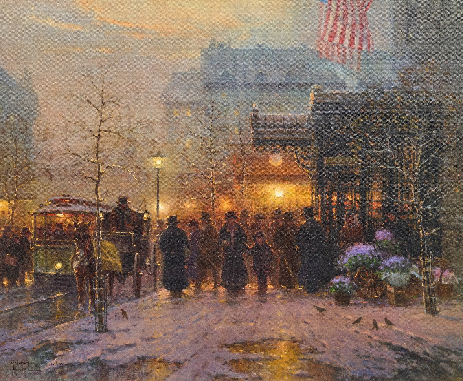 G. Harvey, "Old Boston": G. Harvey (Gerald Harvey Jones, Texas, 1933-2017), "Old Boston", limited edition giclee print on canvas, signed and numbered lower right, ed. 194/950 sight: 24 x 29 in., frame: 30.5 x