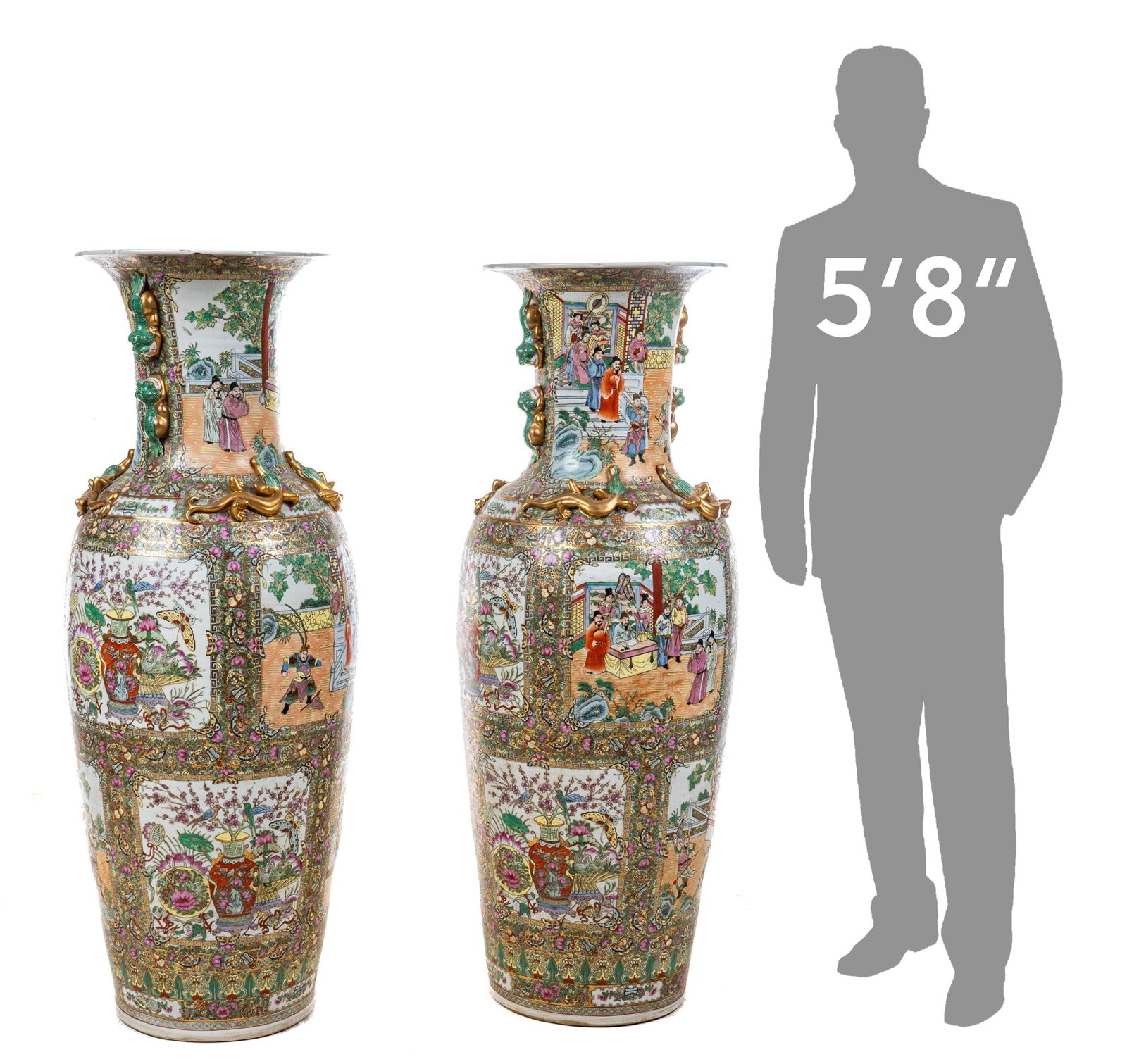 Pair of Large Famille Rose Vases (1 of 6)
