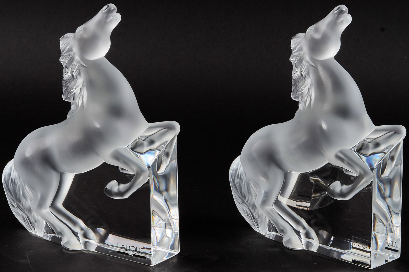 Pair of Lalique Crystal Esprit Horse Bookends (1 of 4)