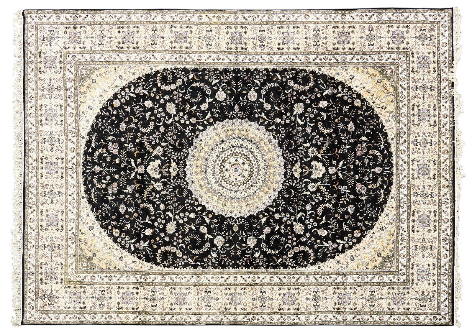 Hand-Knotted Rug, 12 ft. x 6 in. x 8 ft. 11 in.: Hand-knotted rug 12 ft. x 6 in. x 8 ft. 11 in. Provenance: Property from the Estate of Robert A. "Bob" Funk Sr. - trailblazing American businessman, philanthropist, and rancher, from h