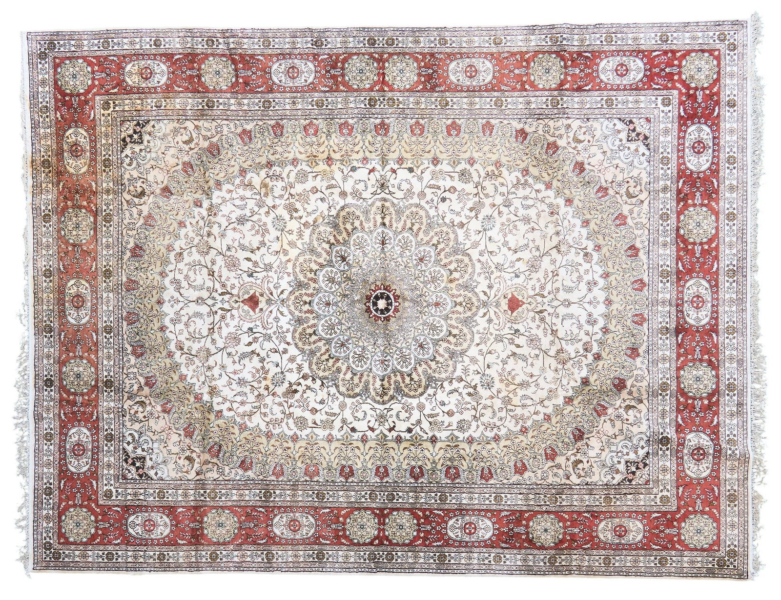 Hand-Knotted Persian Estate Rug, 12 ft. x 9 ft.: Hand-knotted Persian estate rug with floral patterns 12 ft. x 9 ft. Provenance: Property from the Estate of Robert A. "Bob" Funk Sr. - trailblazing American businessman,