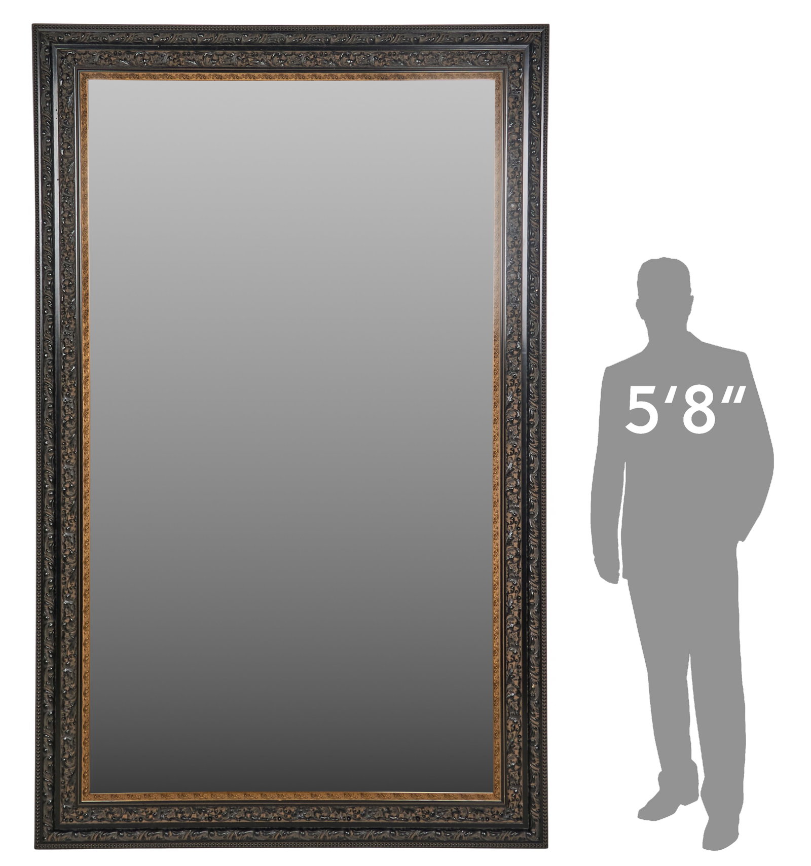 8 Ft. Tall Mirror: Monumental 8 ft. tall mirror height 96 in. x width 60 in. x depth 2 in. Provenance: Property from the Estate of Robert A. "Bob" Funk Sr. - trailblazing American businessman, philanthropist,