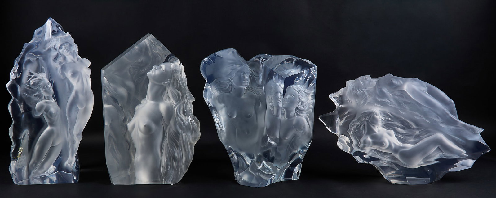 Frederick Hart, (4) Acrylic Sculptures: Frederick Elliott Hart (Amer., 1943-1999), (4) acrylic sculptures with nude female figures, each freestanding height 25.5 in. x width 14 in. x depth 11 in. / greatest Provenance: Property from the