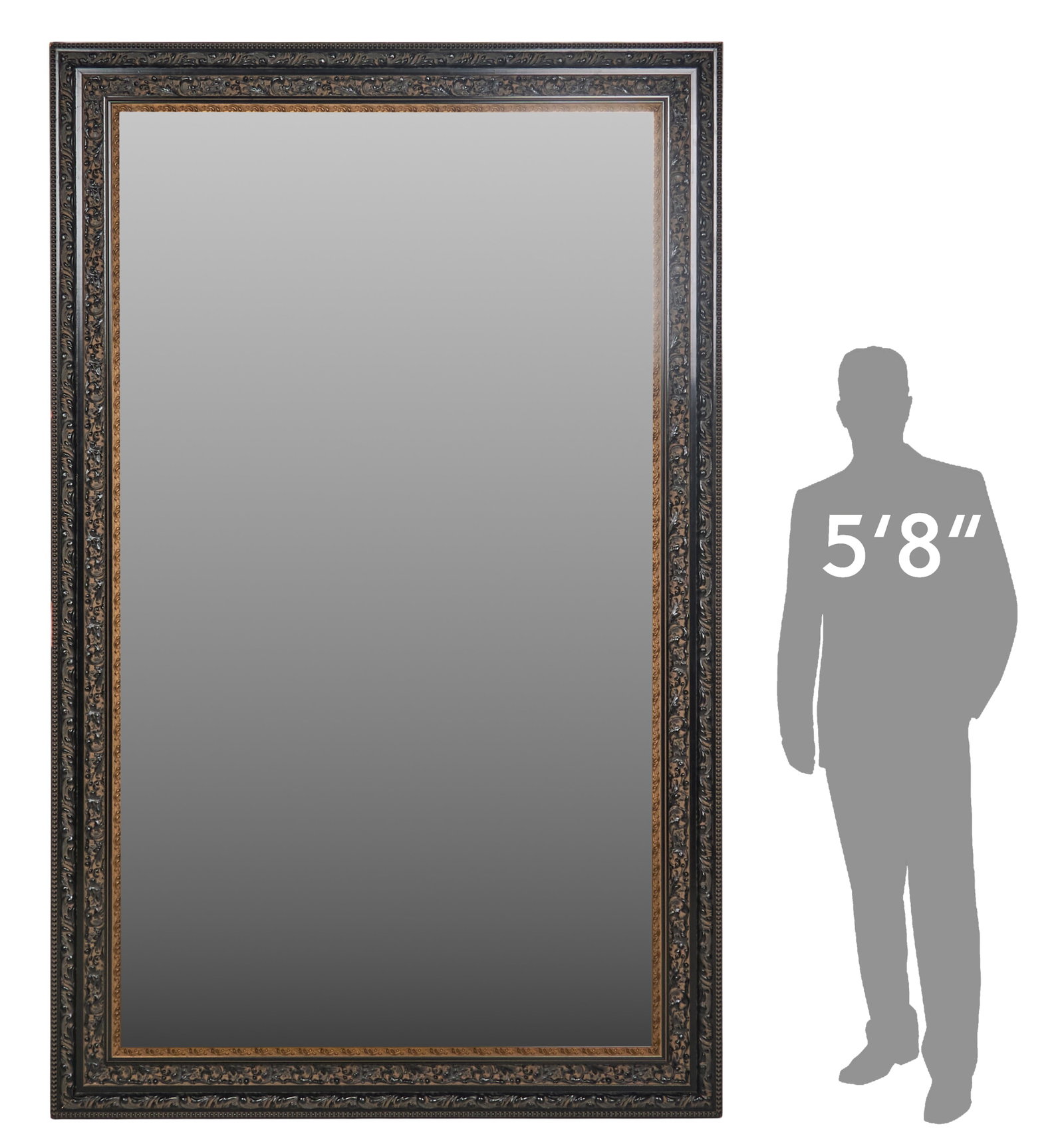 8 Ft. Tall Mirror: Monumental 8 ft. tall mirror height 96 in. x width 60 in. x depth 2 in. Provenance: Property from the Estate of Robert A. "Bob" Funk Sr. - trailblazing American businessman, philanthropist,