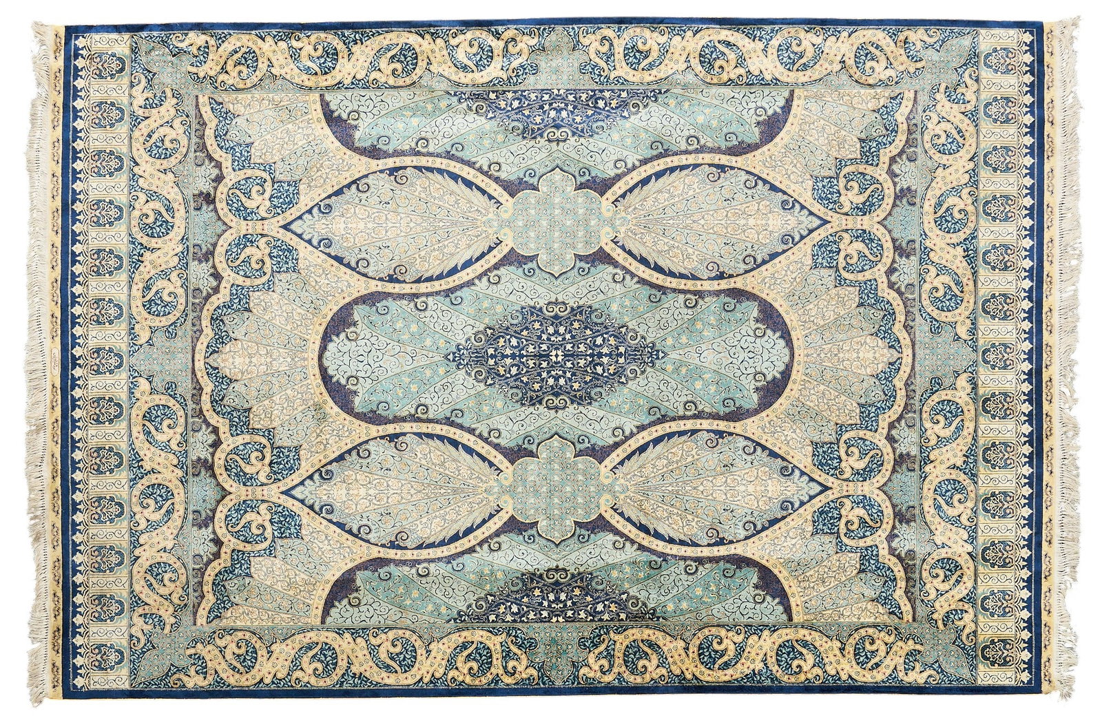 Hand-Knotted Oriental Style Rug, 9 ft. 7 in. x 6 ft. 2 in.: Hand-knotted Oriental style rug 9 ft. 7 in. x 6 ft. 2 in. Provenance: Property from the Estate of Robert A. "Bob" Funk Sr. - trailblazing American businessman, philanthropist, and