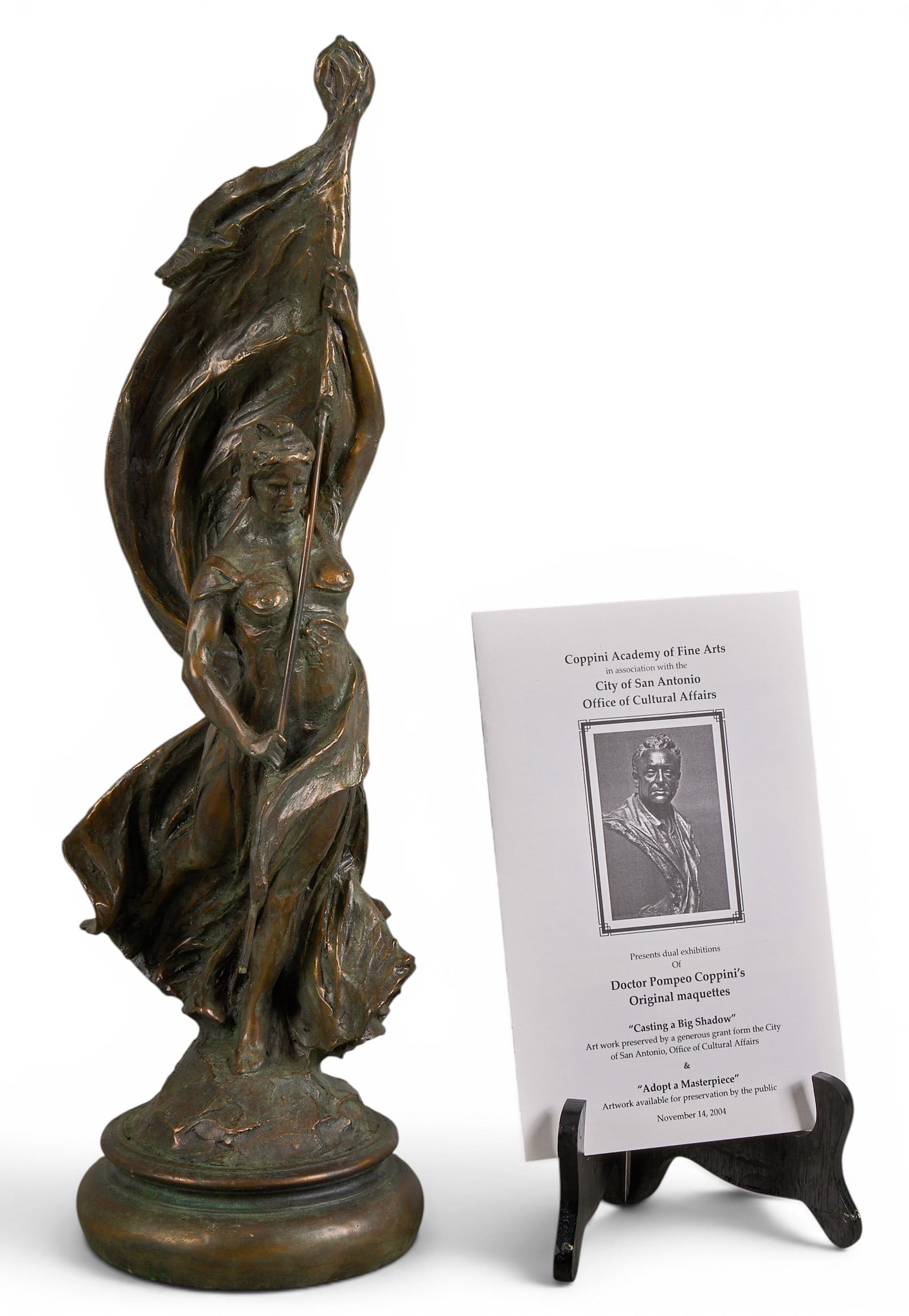 Pompeo Coppini, "Victory": Pompeo Coppini (Italy / Texas, 1870-1957), "Victory", artist-cast bronze sculpture with continuous bronze base, incised signature and edition number, 1/30; with brochure from the