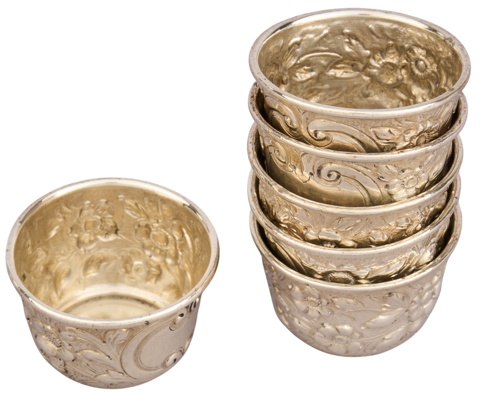 (6) Sterling Silver Repousse Shot Glasses (1 of 5)