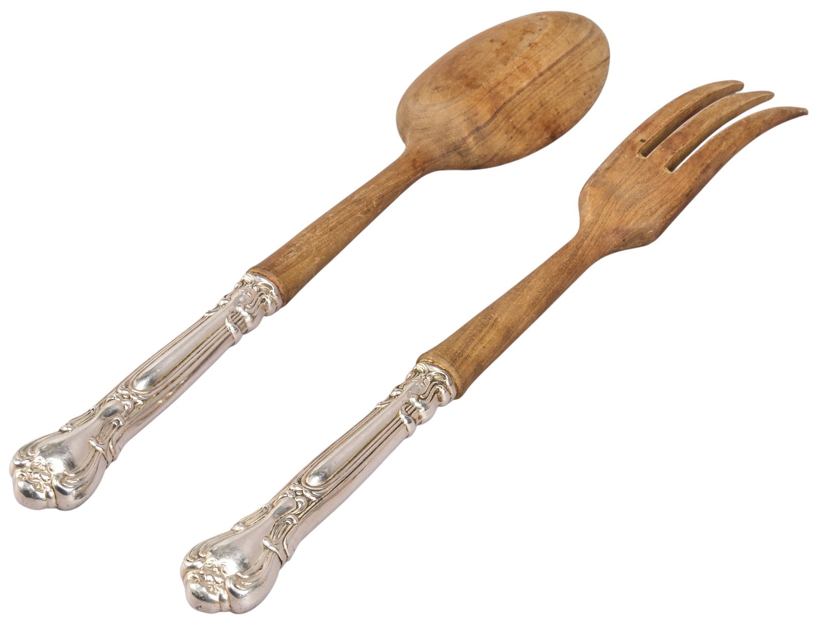 2 Pc Sterling and Wood Salad Set (1 of 3)