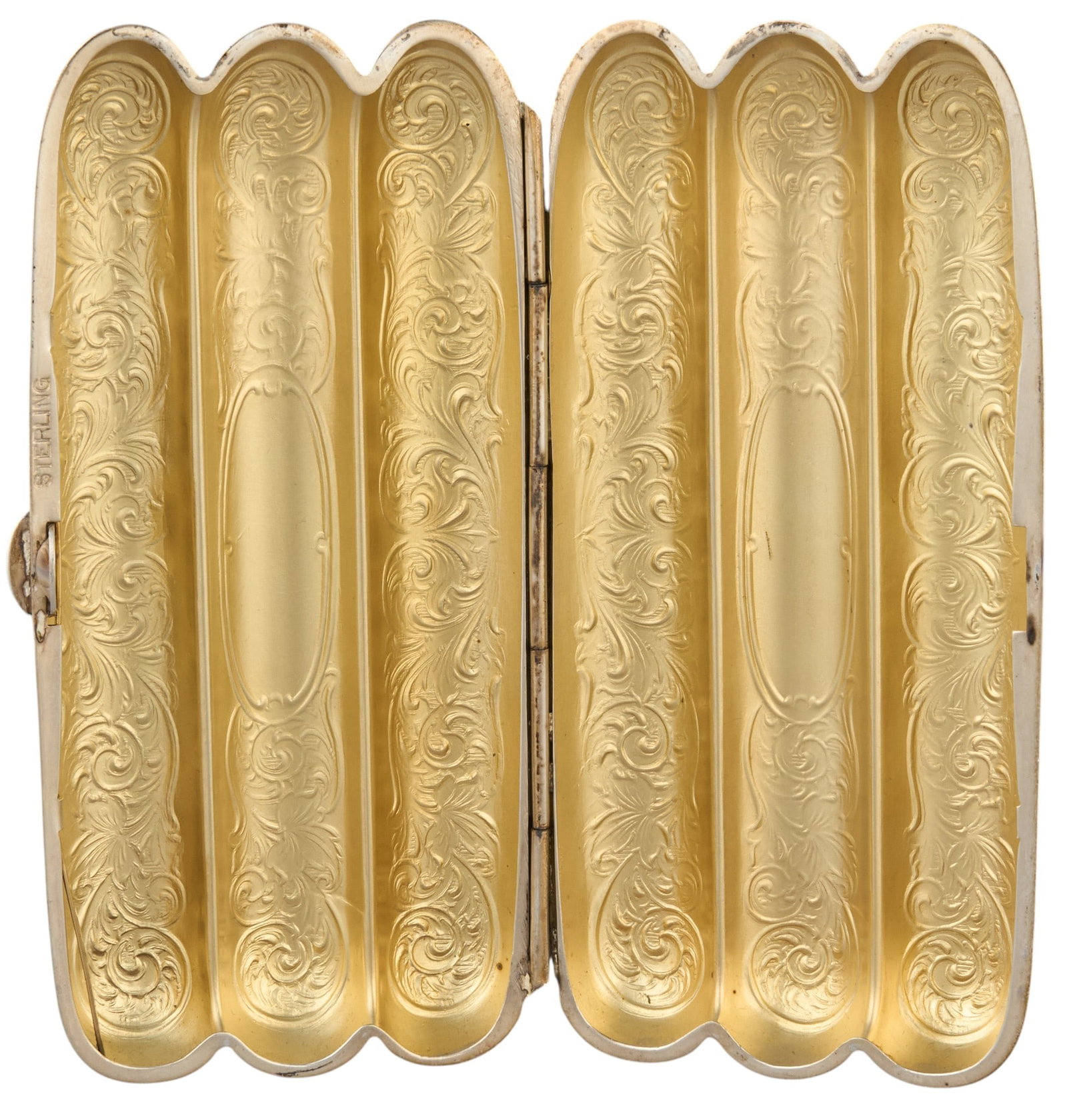 Sterling Silver Repousse Cigar Case - 4