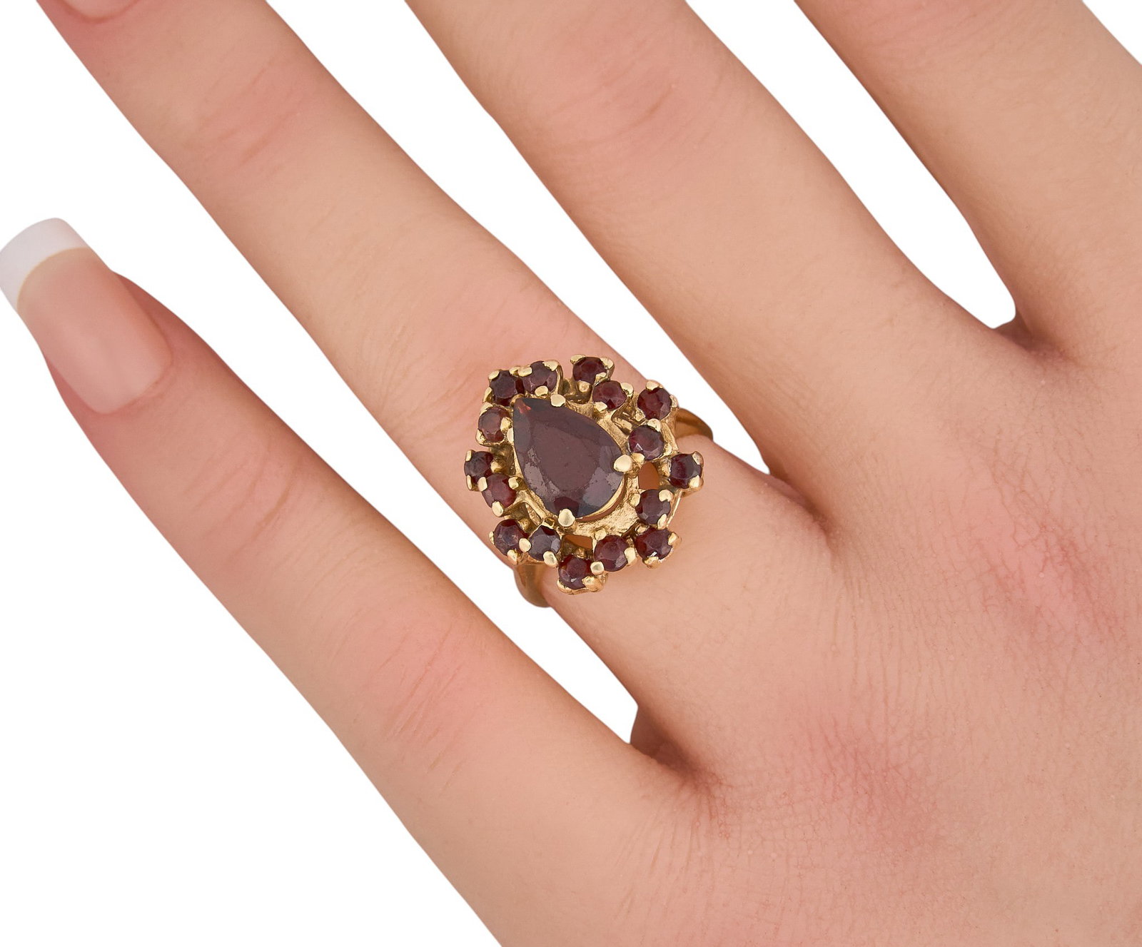 14K Garnet Cluster Ring - 2