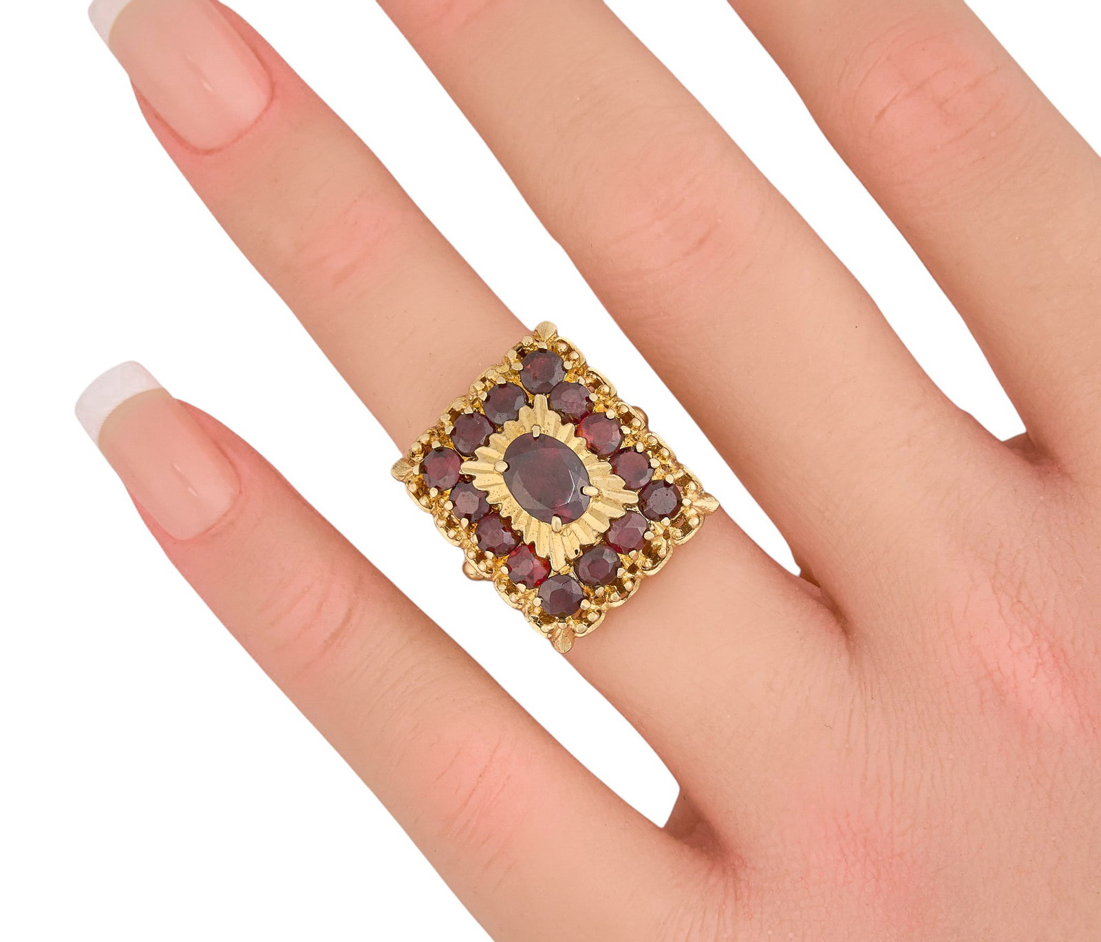 14K Garnet Dome Ring - 2