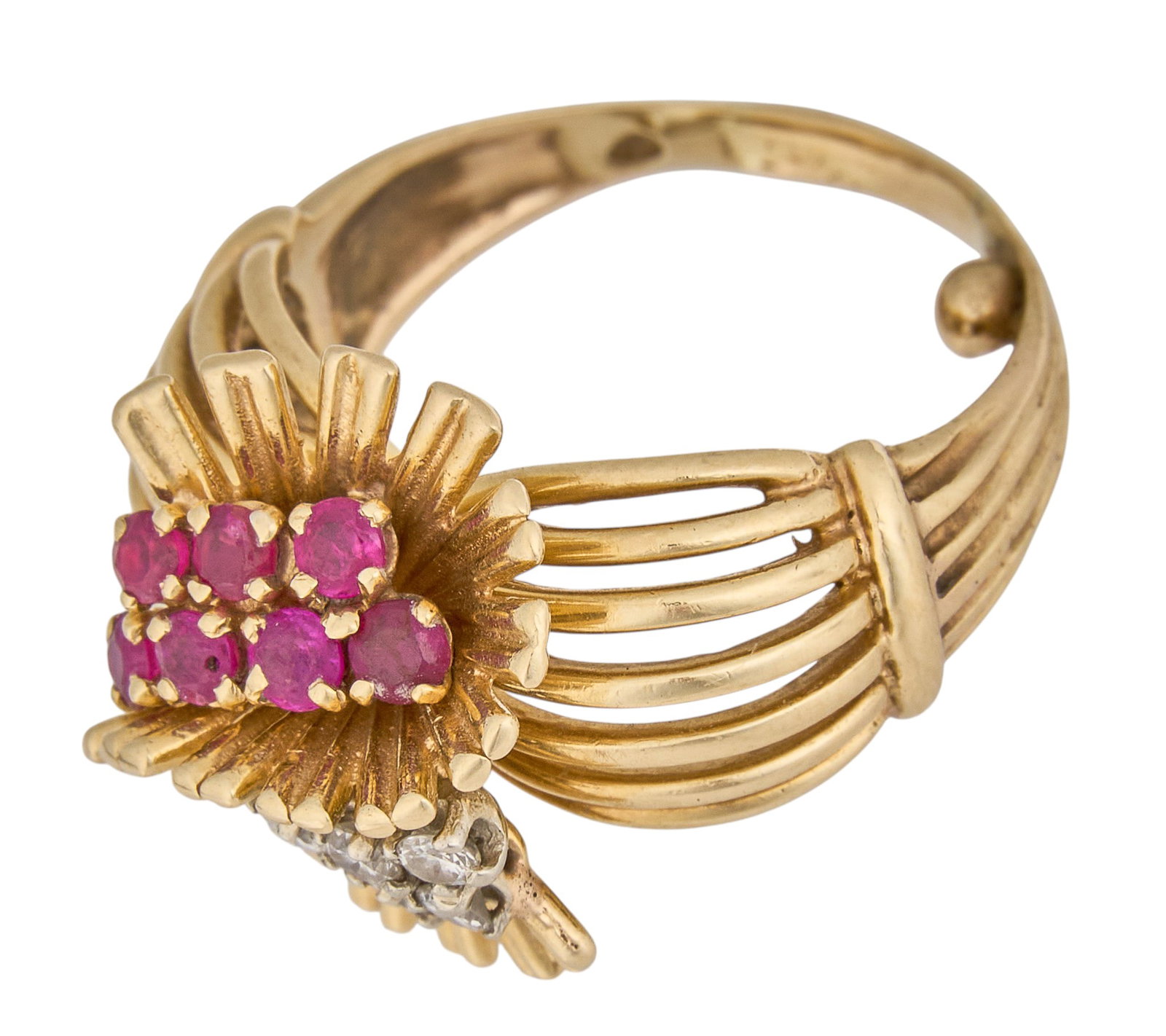 14K Diamond & Ruby Cocktail Ring - 3