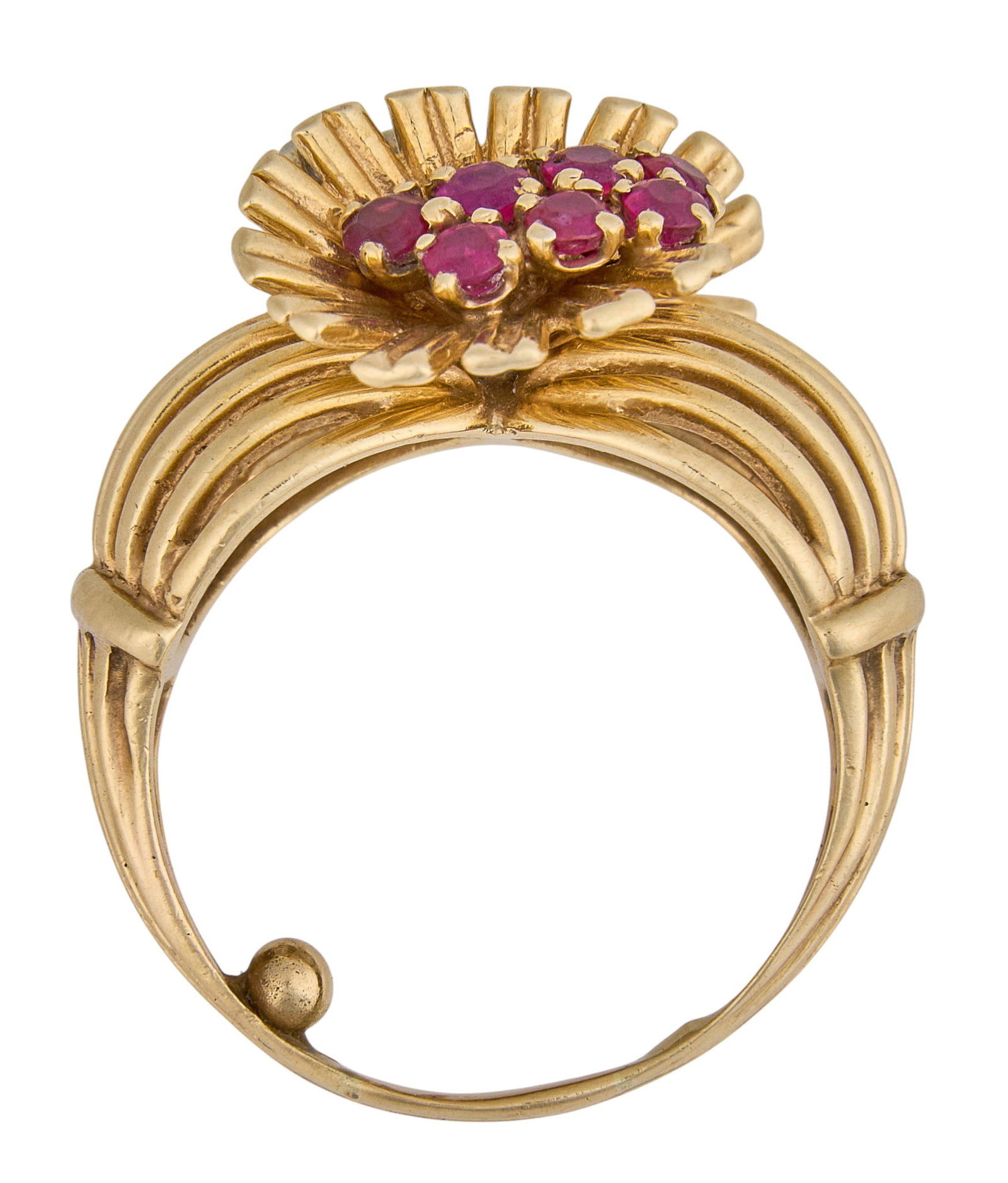 14K Diamond & Ruby Cocktail Ring - 4