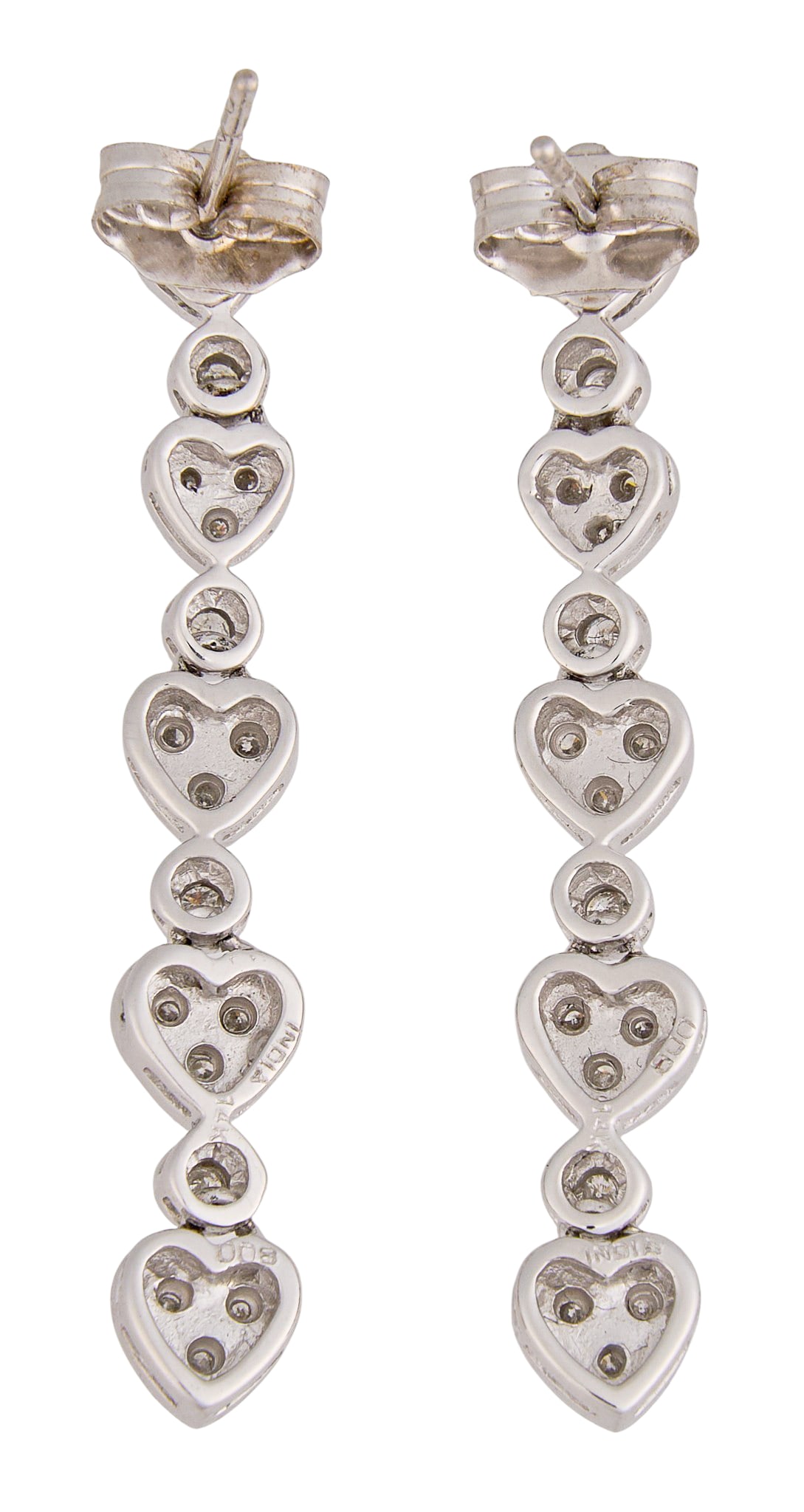 14K Diamond Heart Drop Earrings - 3