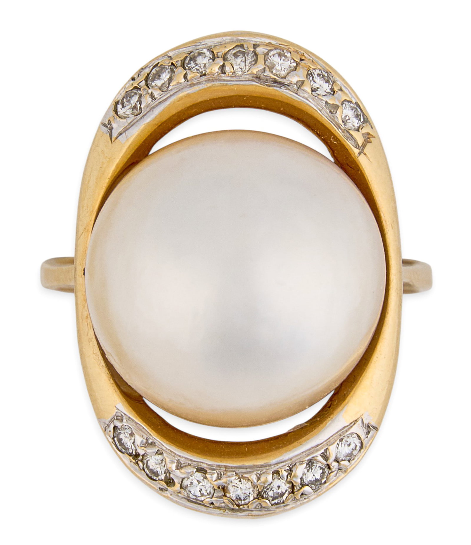 14K Mabe Pearl & Diamond Ring (1 of 5)