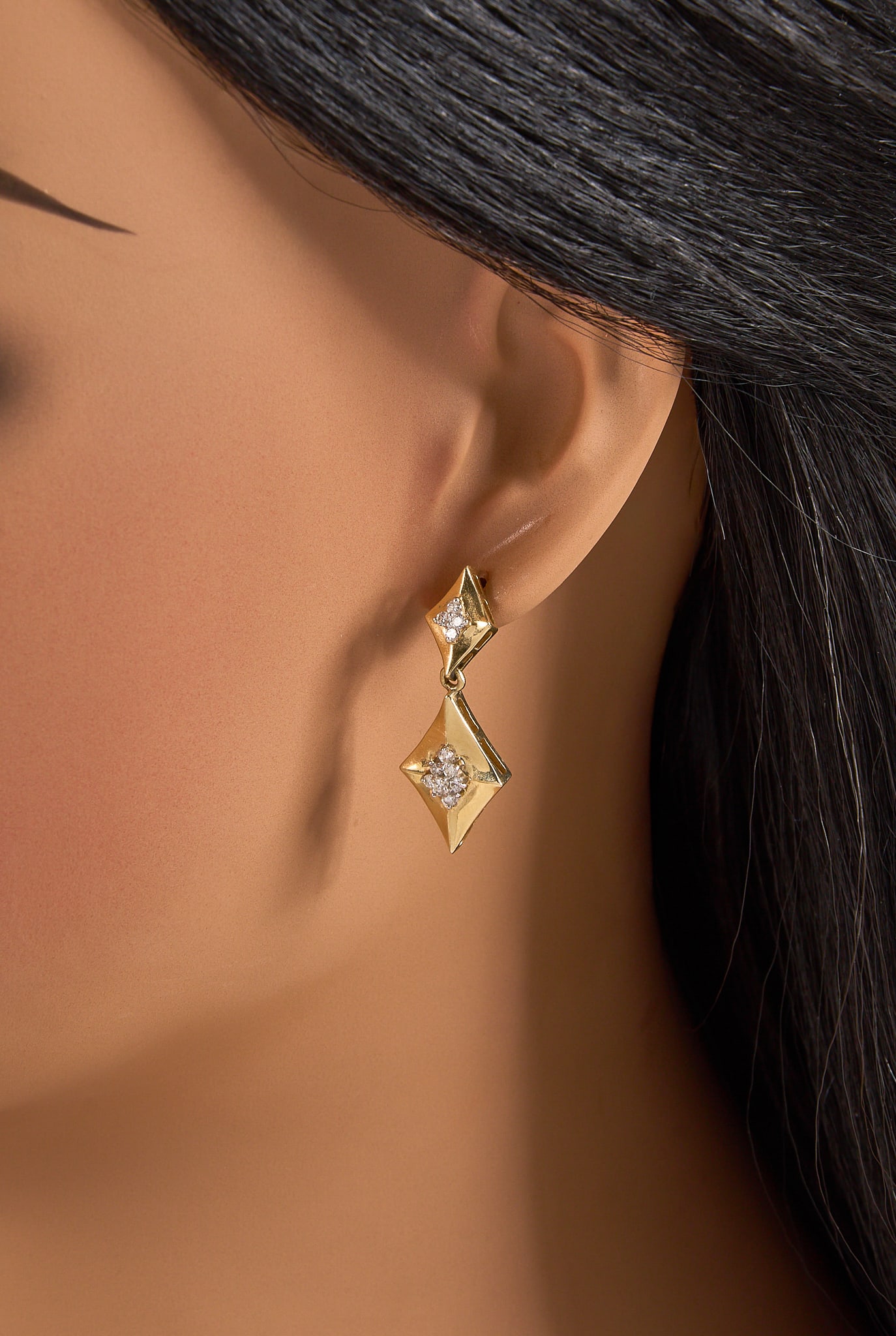 14K Diamond Dangle Earring - 2