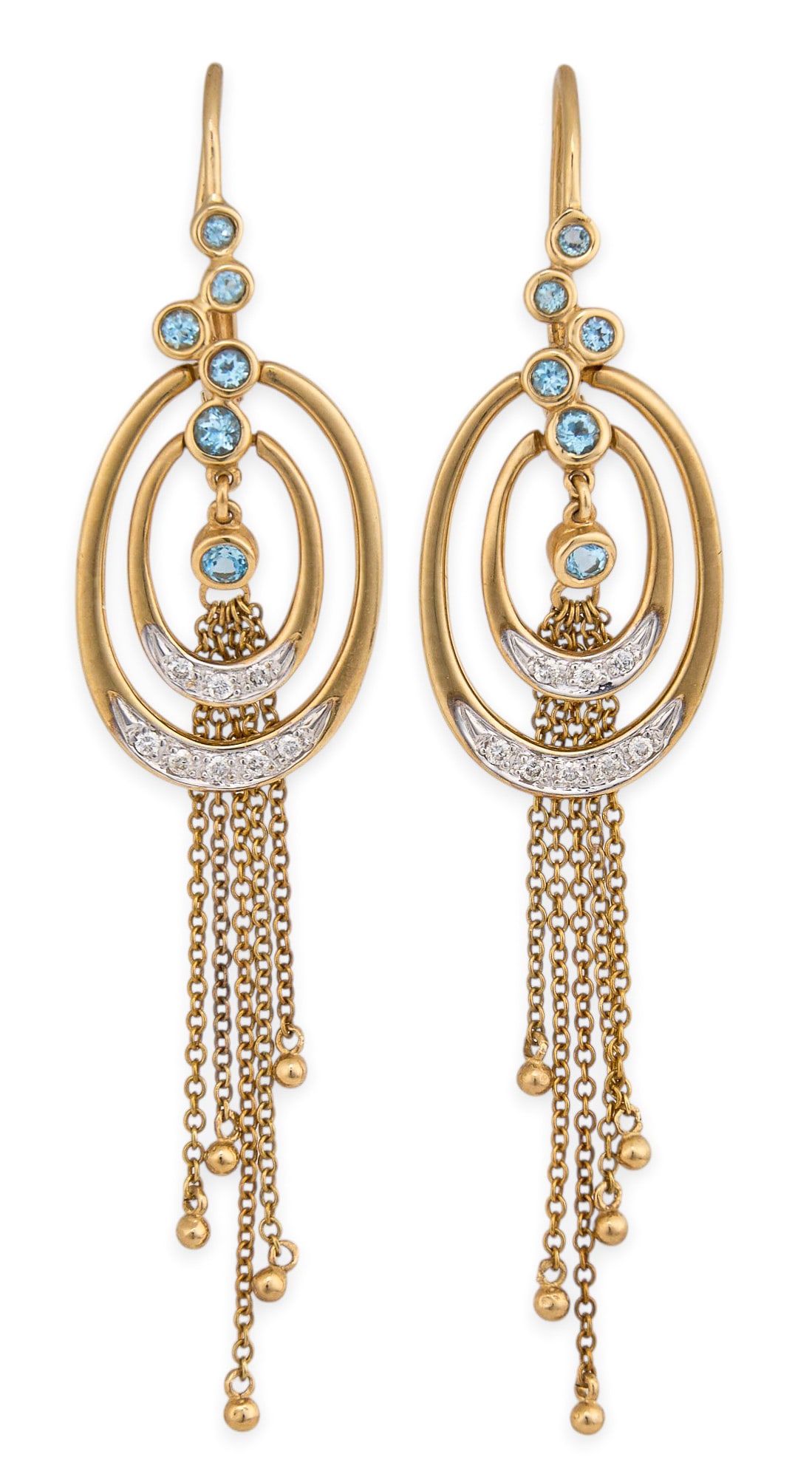 14K Aquamarine & Diamond Dangle Earrings (1 of 4)