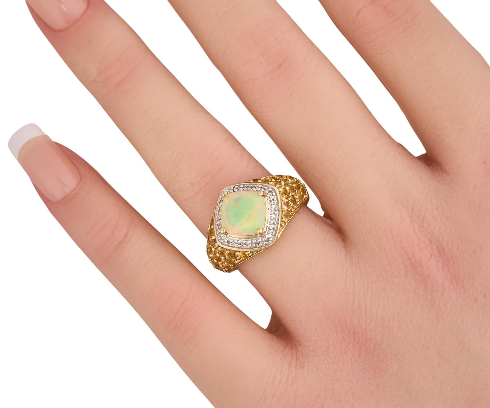 10K Opal & Diamond Ring - 2
