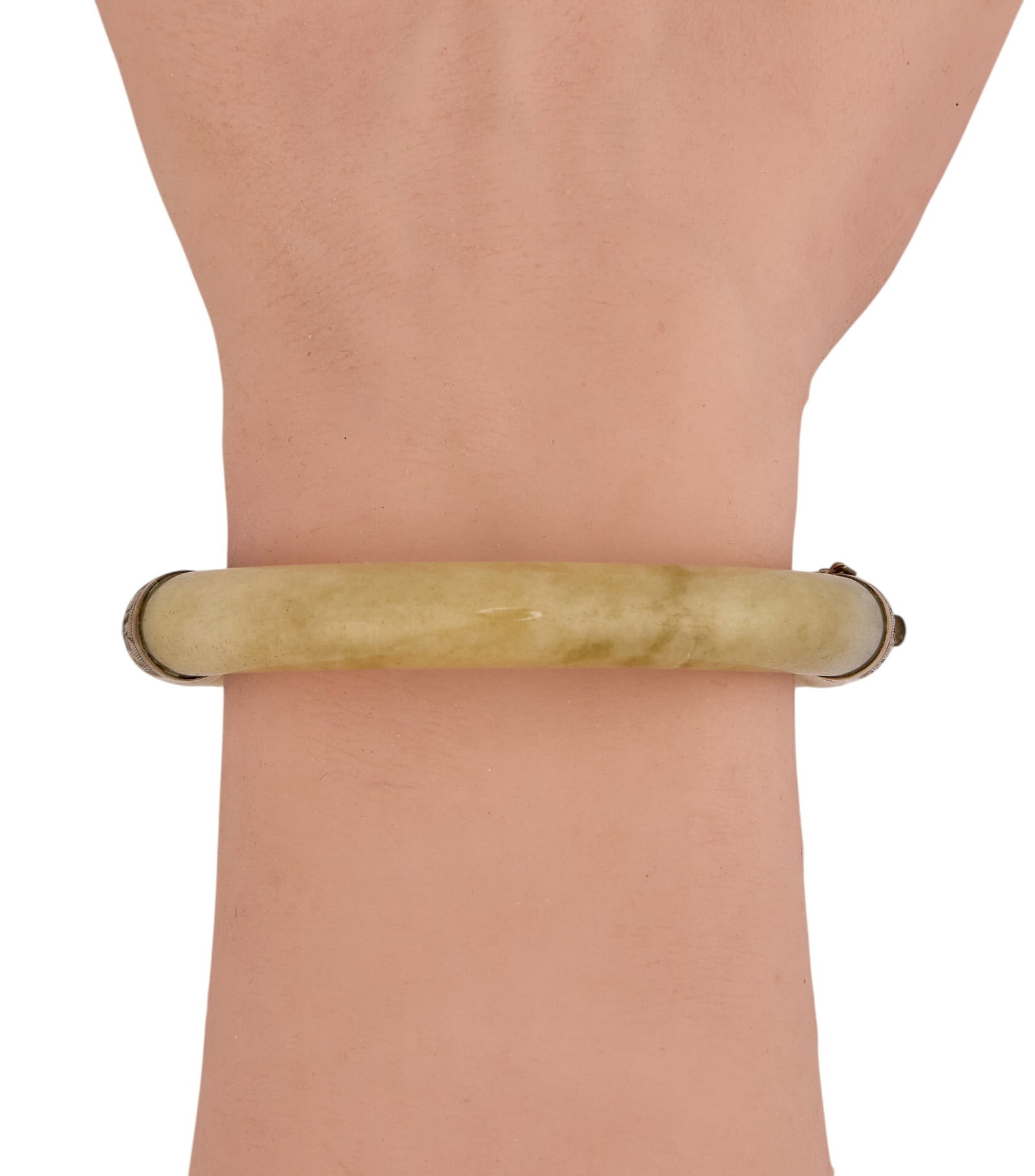 14K Hinged Jade Bangle - 2