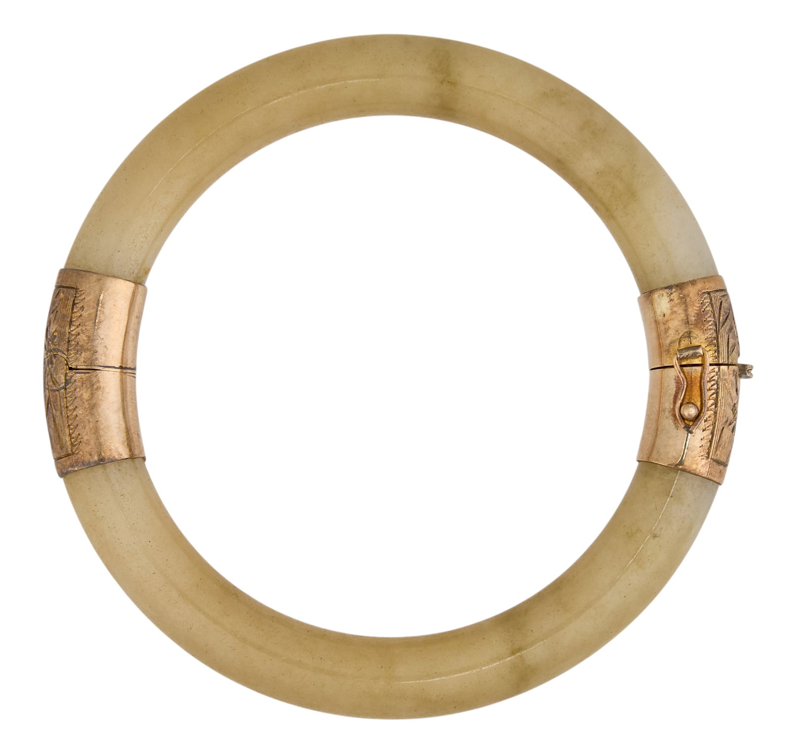 14K Hinged Jade Bangle - 3