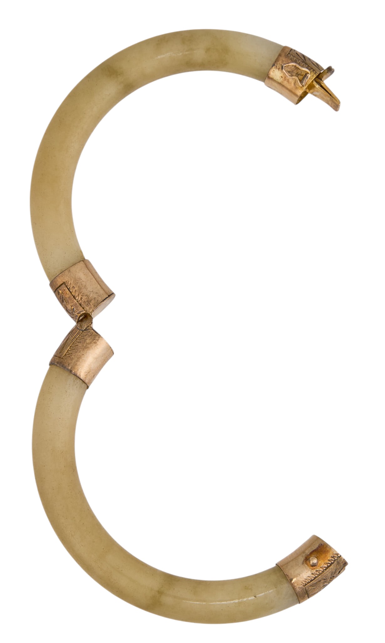 14K Hinged Jade Bangle - 4