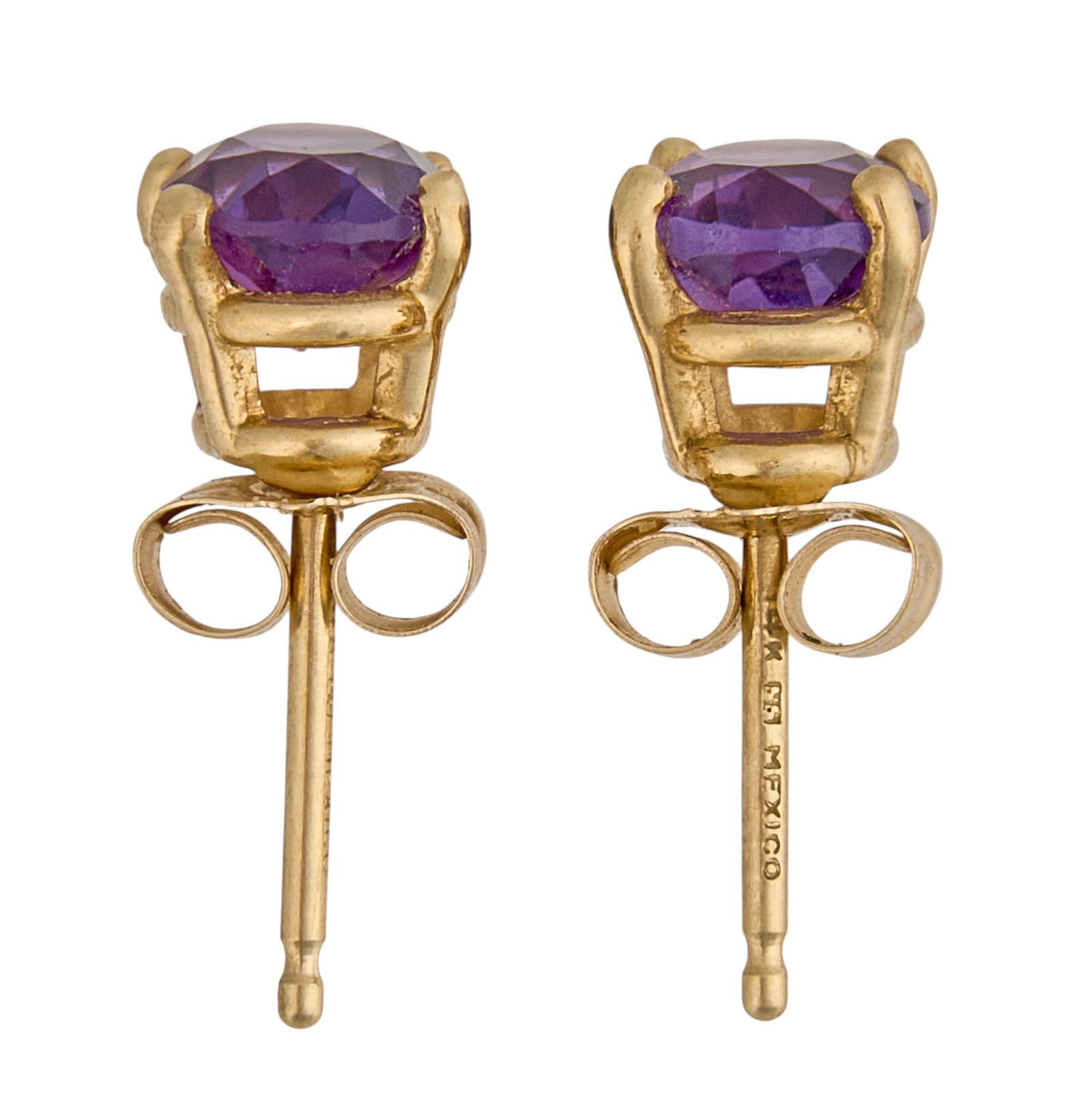 14K Amethyst Stud Earrings - 3