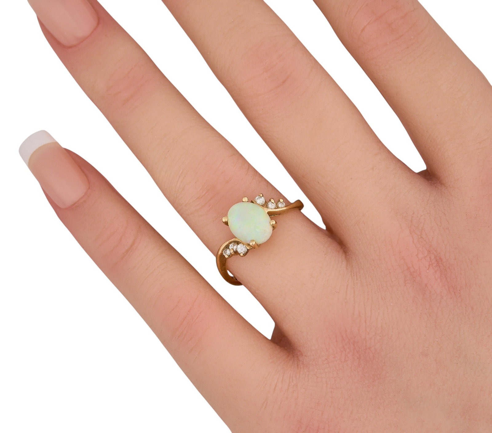 14K Opal & Diamond Ring - 2