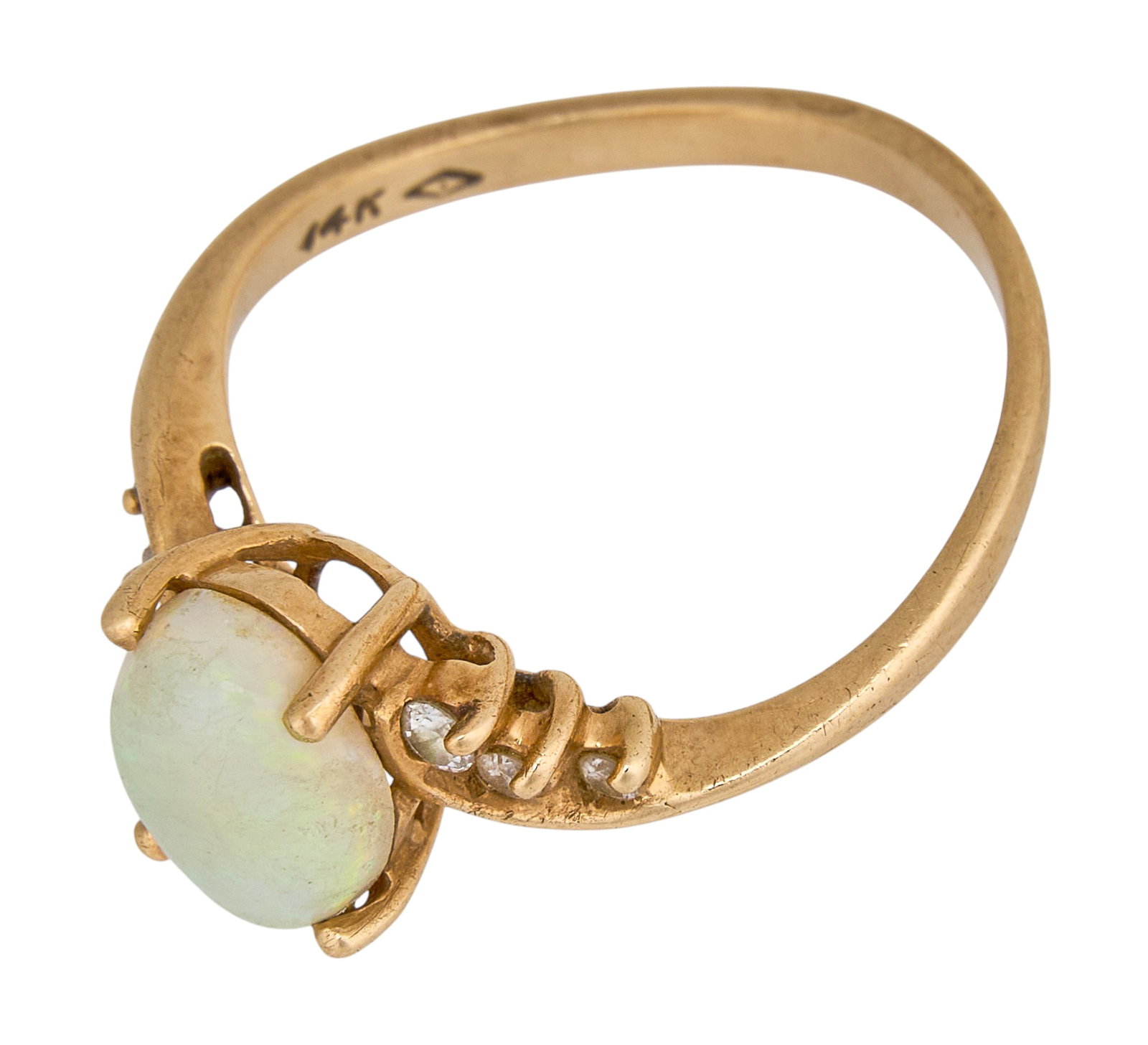 14K Opal & Diamond Ring - 3