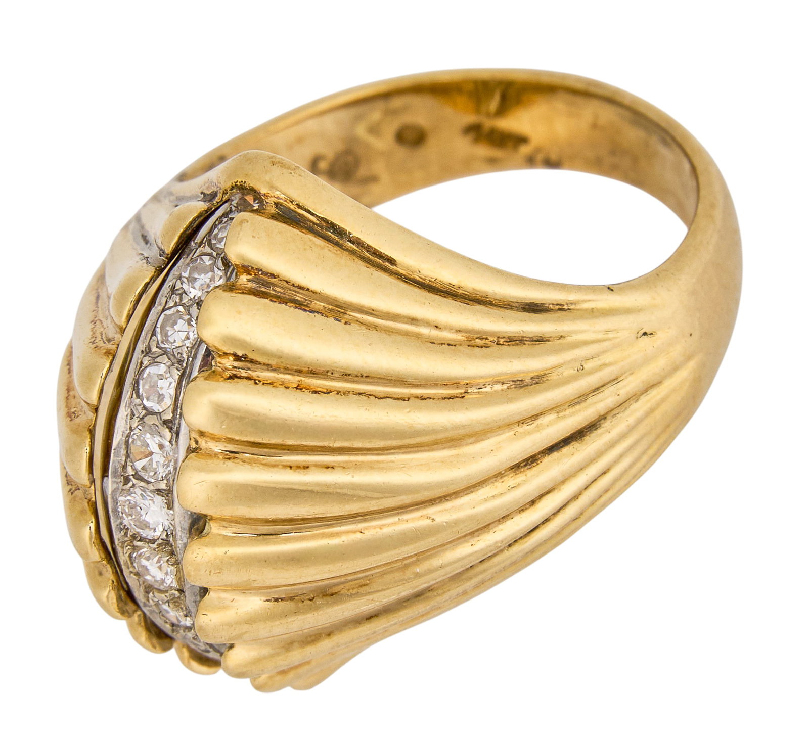 14K Dome Diamond Ring - 3