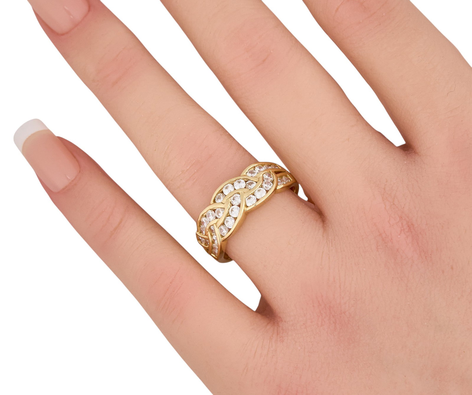 14K Woven Braid Diamond Ring - 2